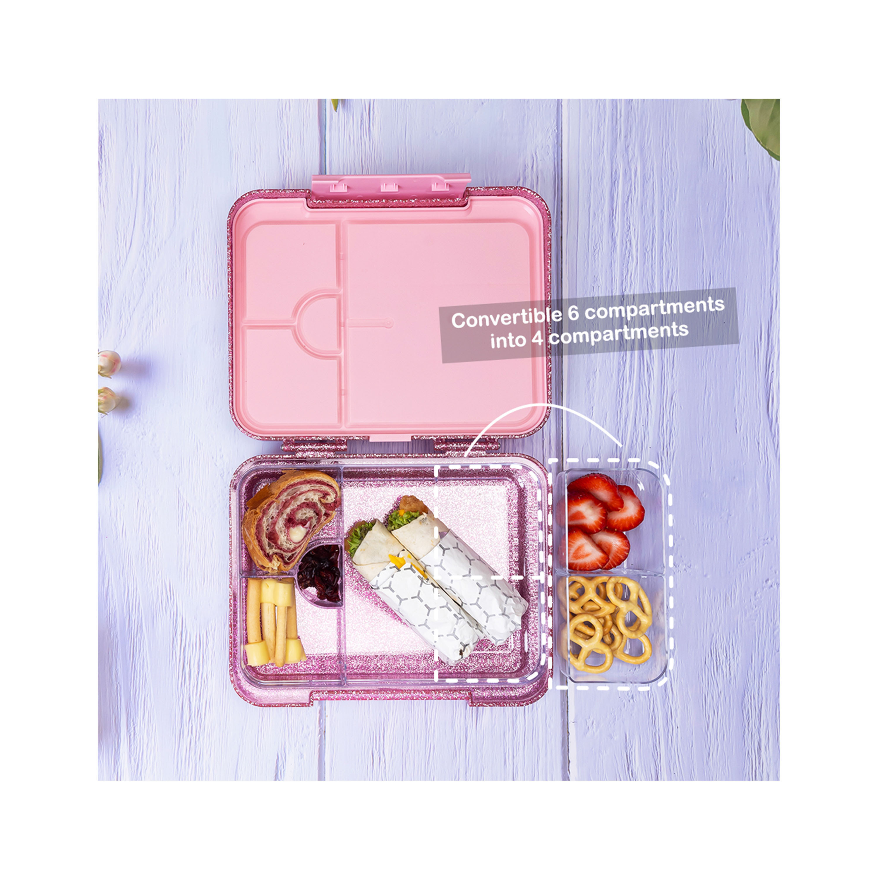 Eazy Kids 6 & 4 Convertible Bento Lunch Box Set, Glitter-school-lunchessentials-lunchboxes-image-3