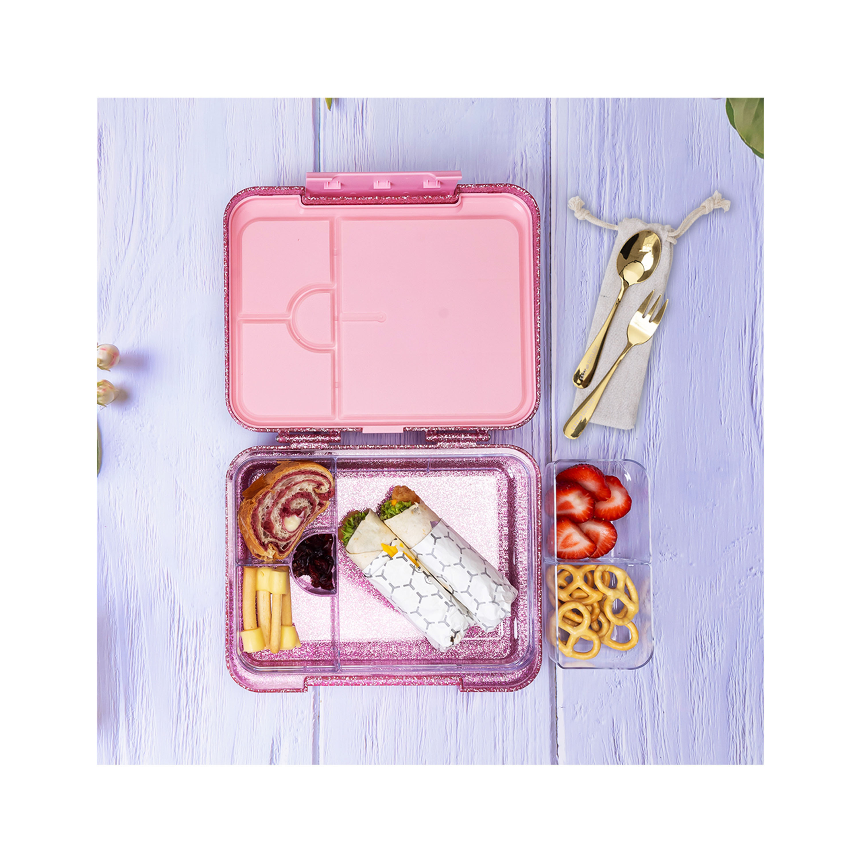 Eazy Kids 6 & 4 Convertible Bento Lunch Box Set, Glitter-school-lunchessentials-lunchboxes-image-5