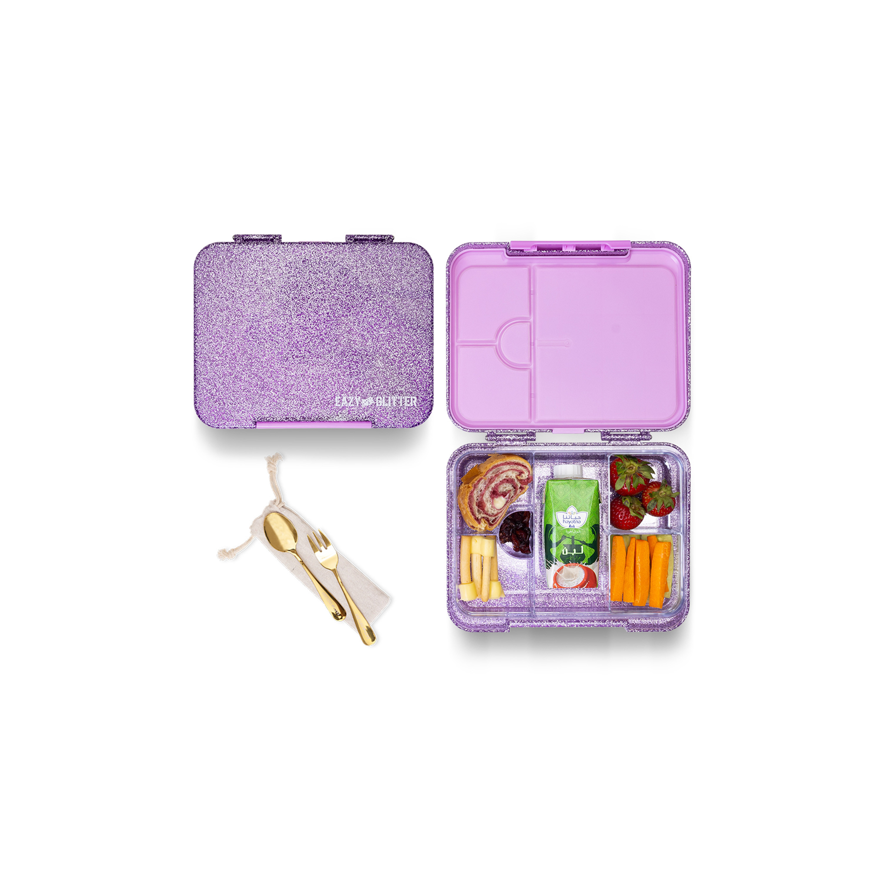 Eazy Kids 6 & 4 Convertible Bento Lunch Box Set, Glitter-school-lunchessentials-lunchboxes-image-1