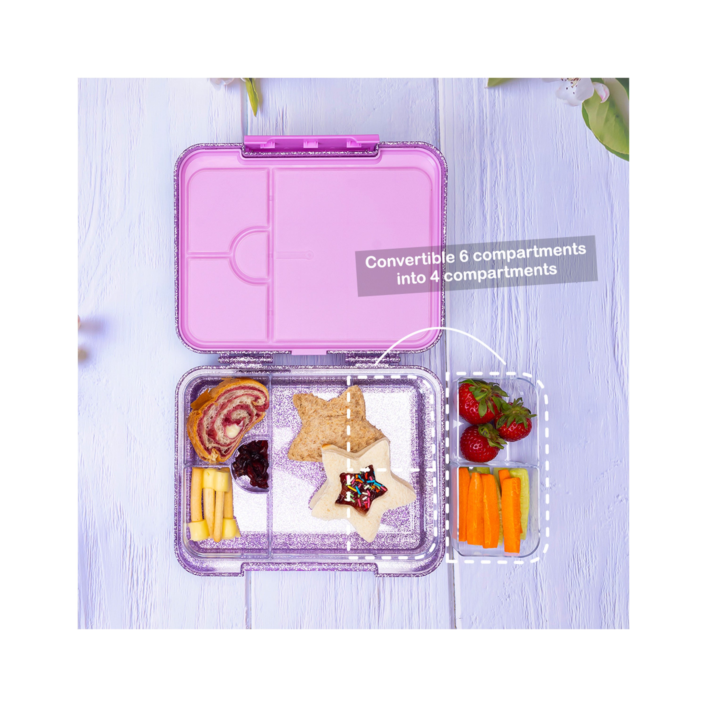 Eazy Kids 6 & 4 Convertible Bento Lunch Box Set, Glitter-school-lunchessentials-lunchboxes-image-3