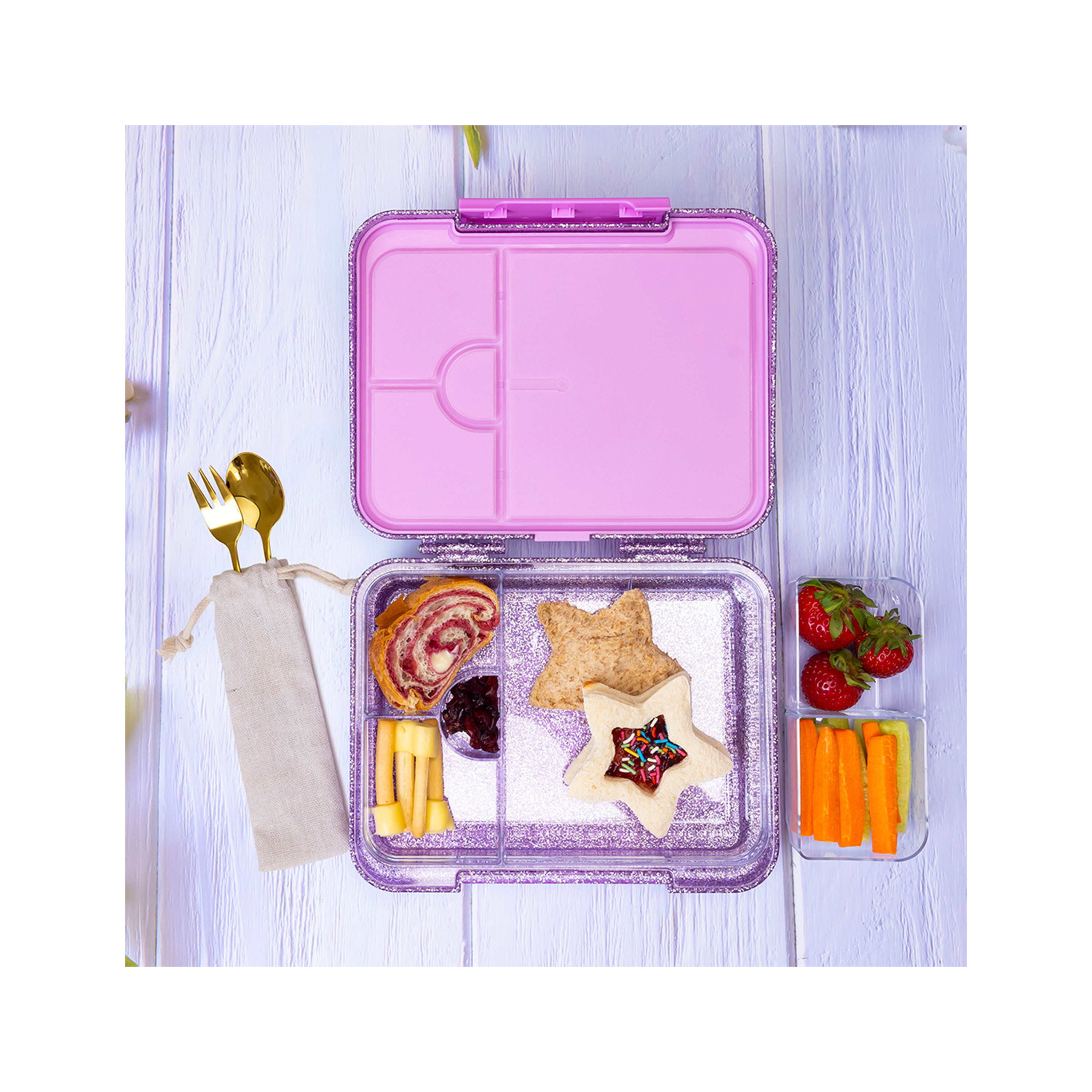Eazy Kids 6 & 4 Convertible Bento Lunch Box Set, Glitter-school-lunchessentials-lunchboxes-image-5