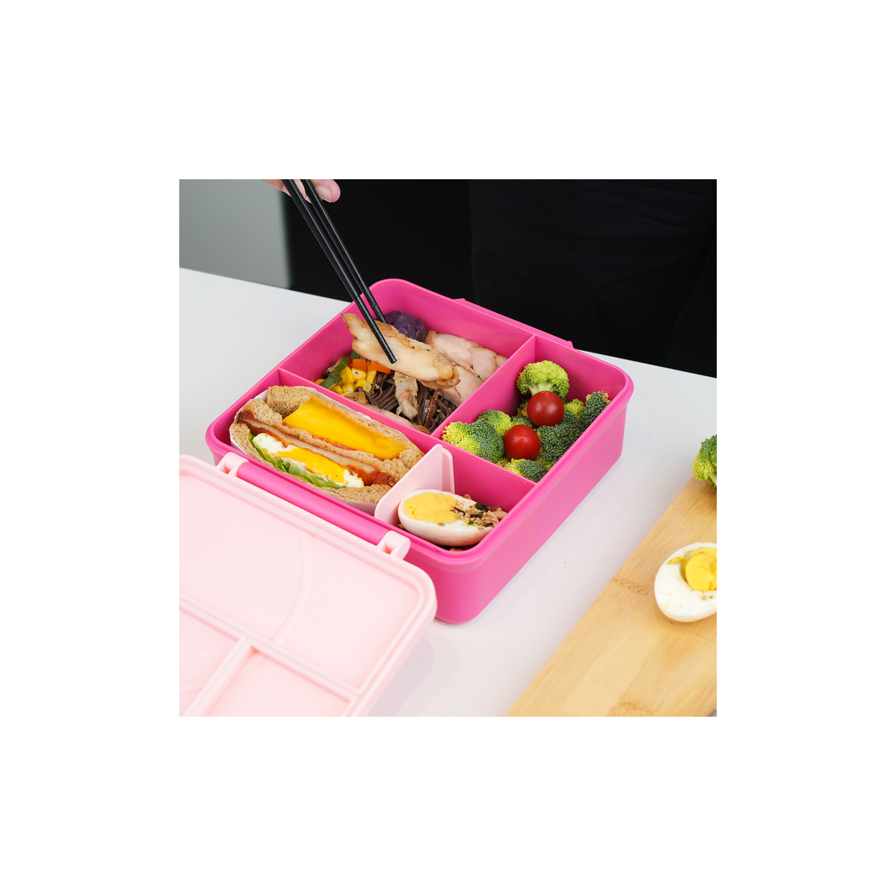 Eazy Kids 3/4 Compartments Jumbo Lunch Box with Bowl, Spoon & Fork-school-lunchessentials-lunchboxes-image-11
