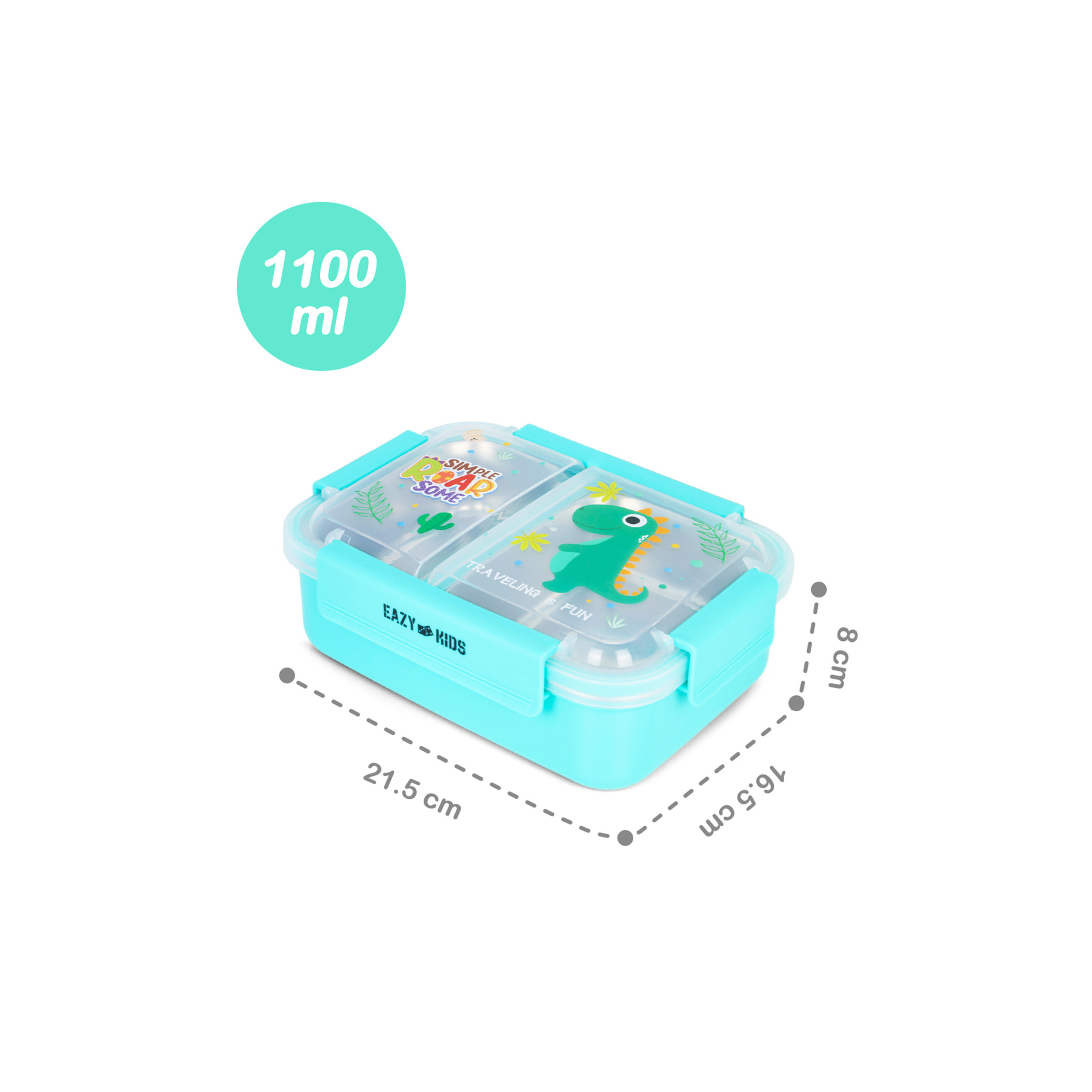 علبة غداء من إيزي كيدز، ديناصور، أخضر-school-lunchessentials-lunchboxes-image-6