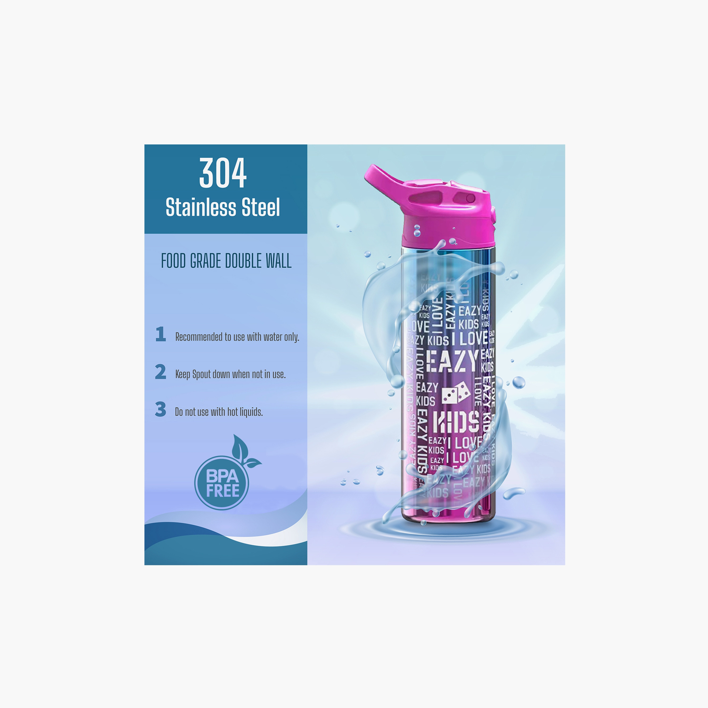 Eazy Kids Double Wall Stainless Steel Water Bottle, 530 ml-school-waterbottles-image-5
