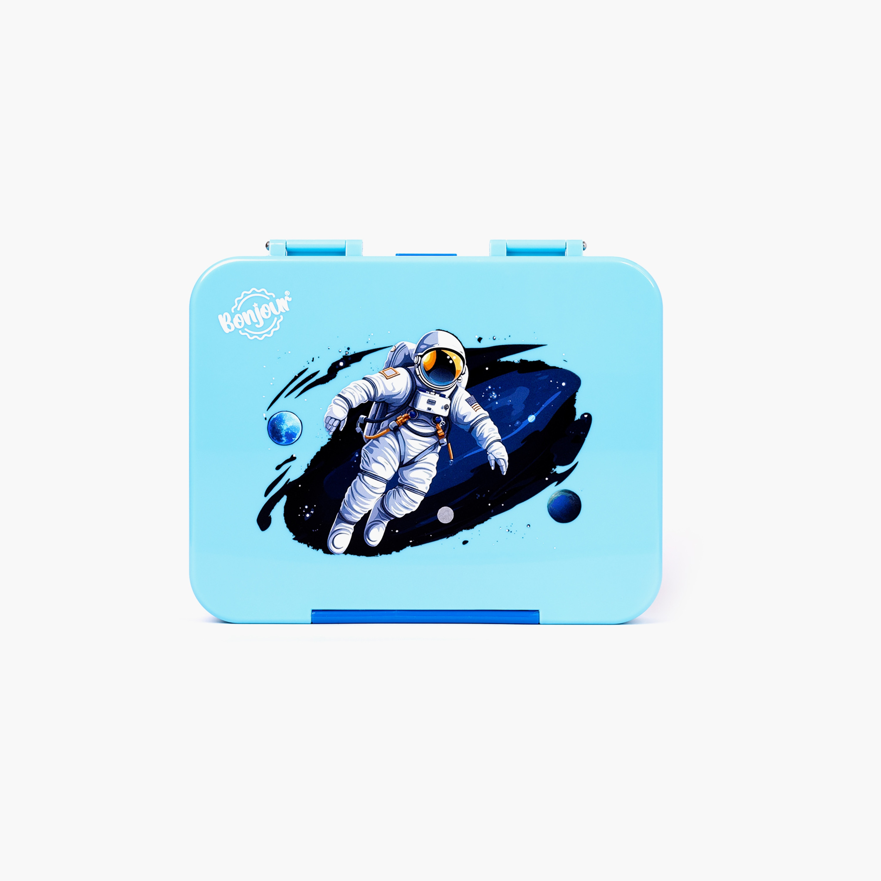 Bonjour 6/4 Compartments Uni Clip Bento Lunch Box, Astronaut, Blue-school-lunchessentials-lunchboxes-image-1