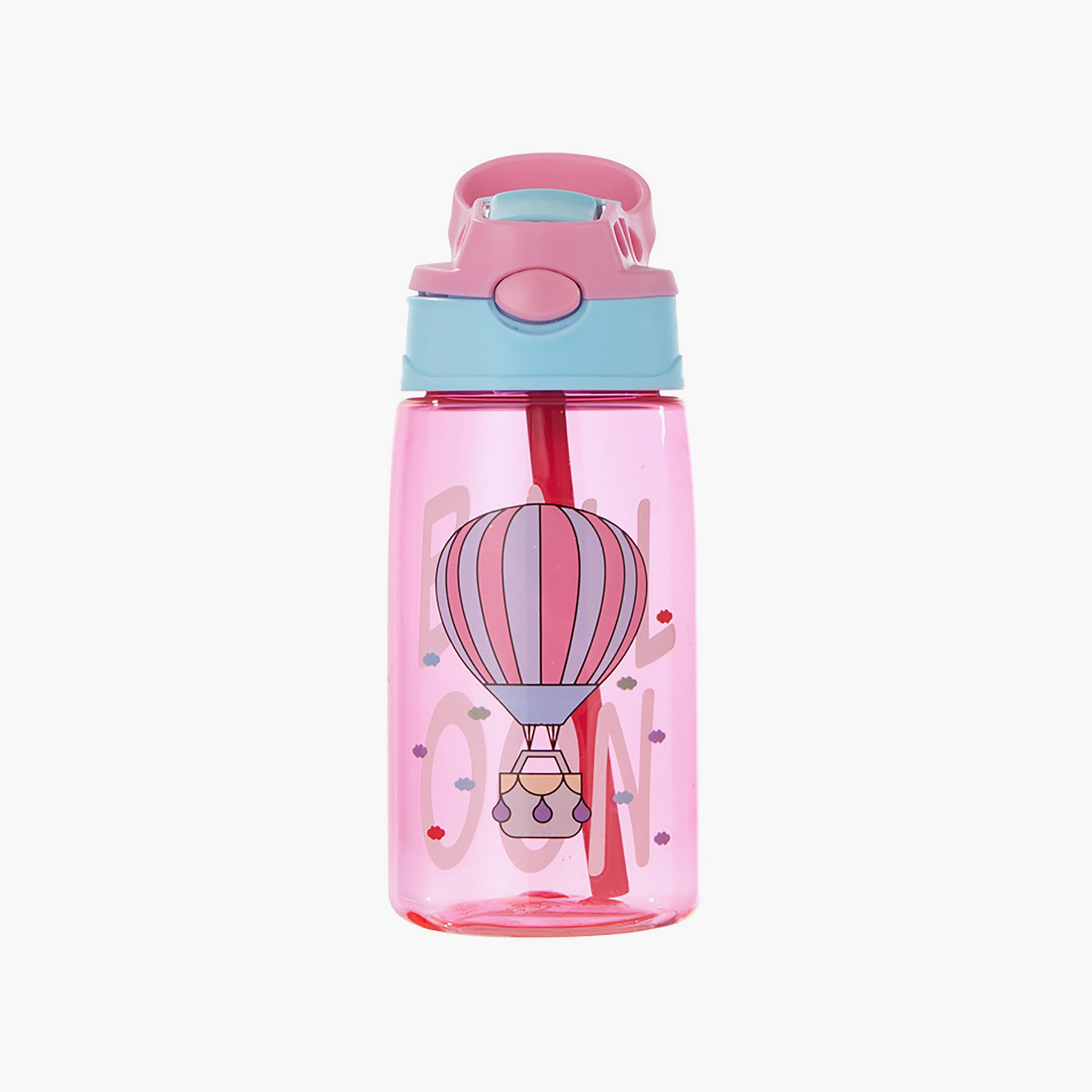 Bonjour Leakproof And Spill Proof Water Bottle with Straw, Balloon, Pink, 400 ml-school-waterbottles-image-1