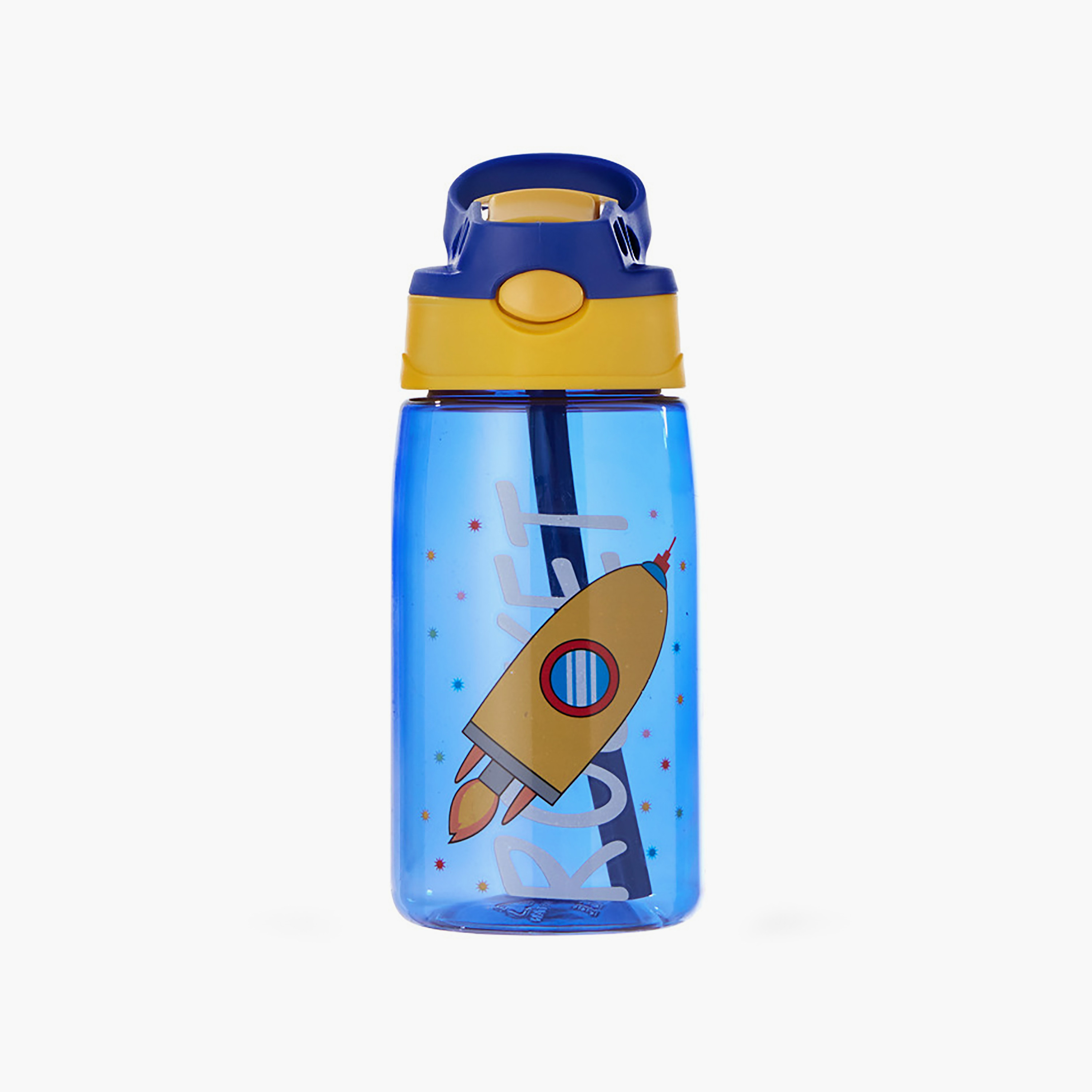 زجاجة مياه مقاومة للتسرب والانسكاب مع ماصة من بونجور، صاروخ، أزرق، 400 مل-school-waterbottles-image-1