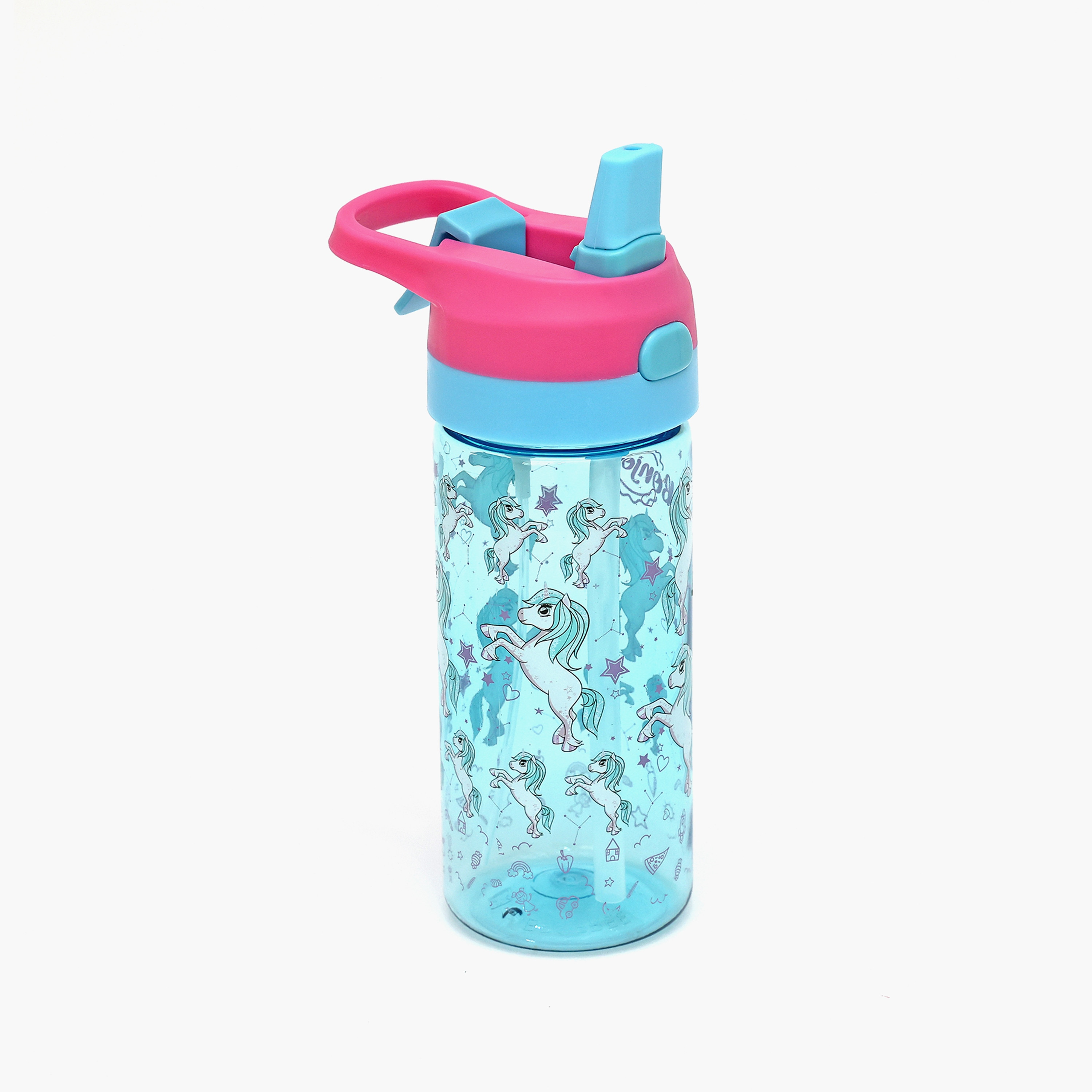 زجاجة مياه صغيرة تريتان مع غطاء بماصة ووظيفة الرذاذ من بونجور، يونيكورن، وردي، 440 مل-school-waterbottles-image-3