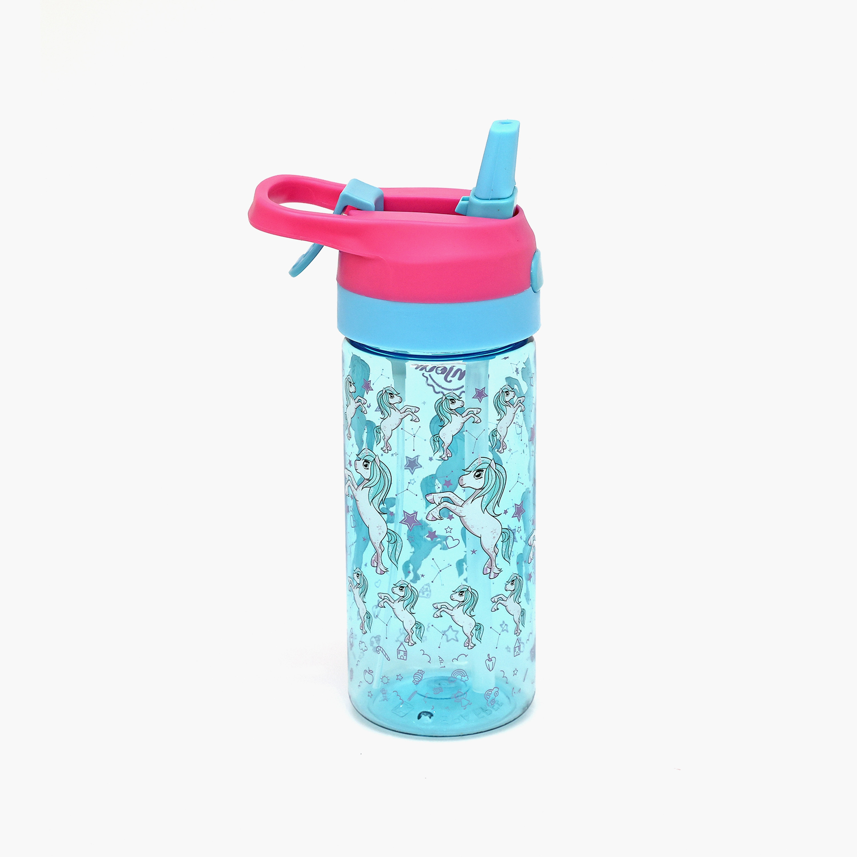 زجاجة مياه صغيرة تريتان مع غطاء بماصة ووظيفة الرذاذ من بونجور، يونيكورن، وردي، 440 مل-school-waterbottles-image-2