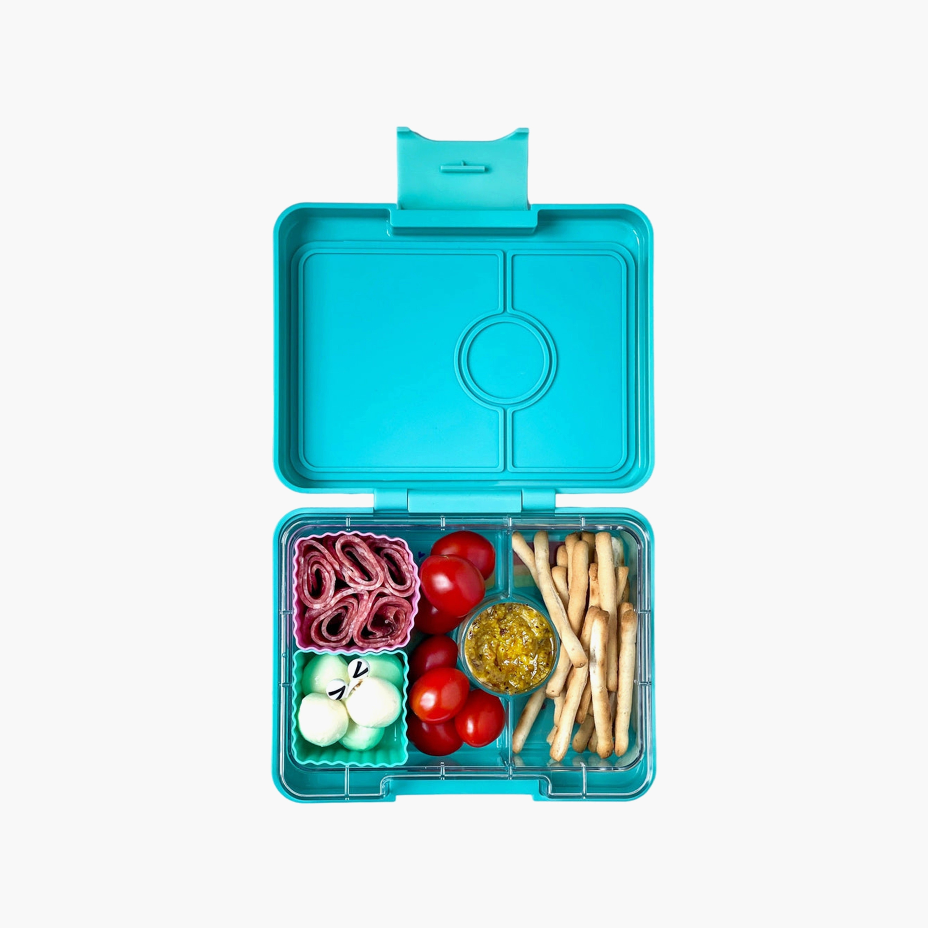 Yumbox Snack 3 Compartments Leakproof Lunch Box, Rainbow, Misty Aqua-school-lunchessentials-lunchboxes-image-4