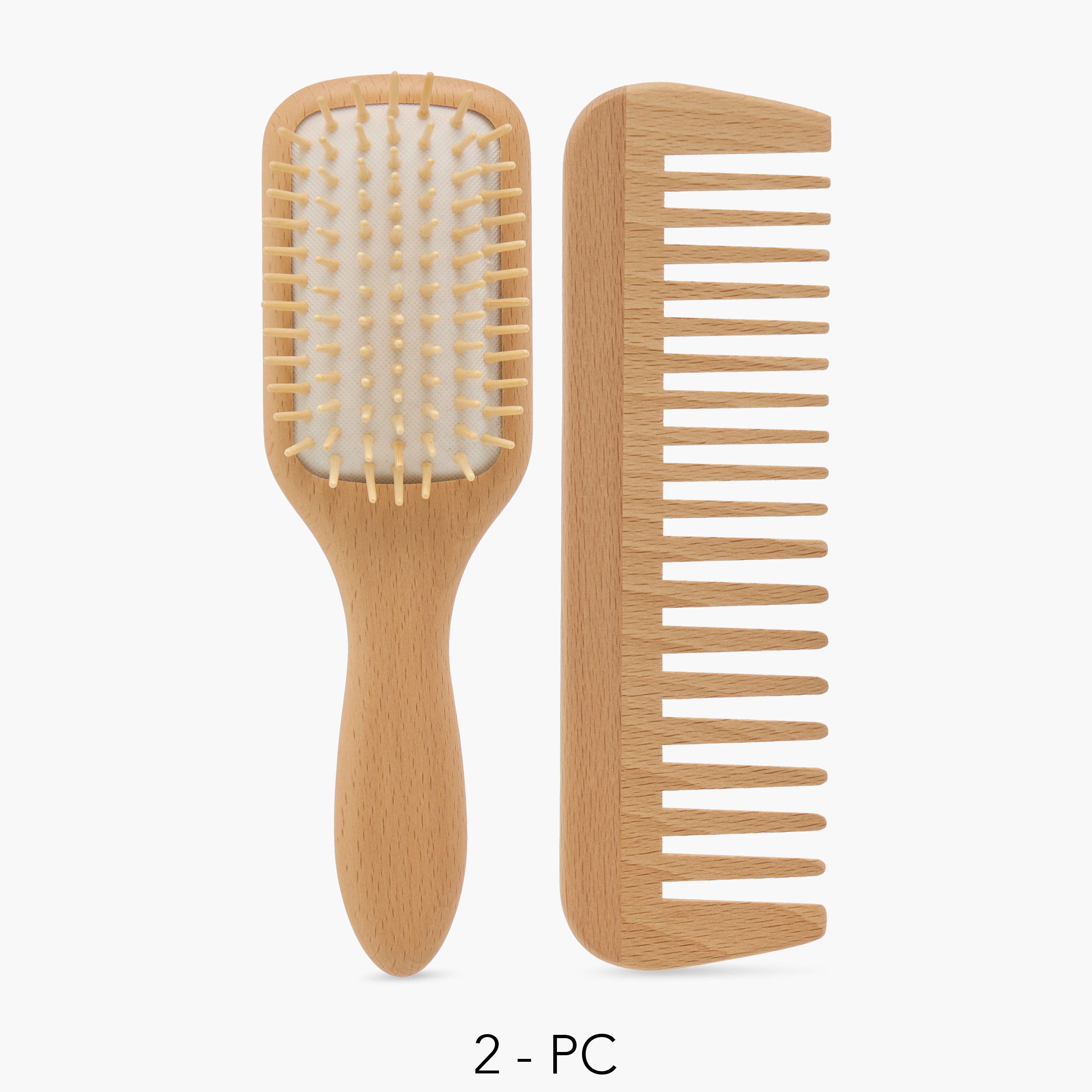 GLOO 2-Piece Detangling Bamboo Paddle Hairbrush and Comb Set-beautyandpersonalcare-hair-stylingtools-hairbrushesandcombs-image-1