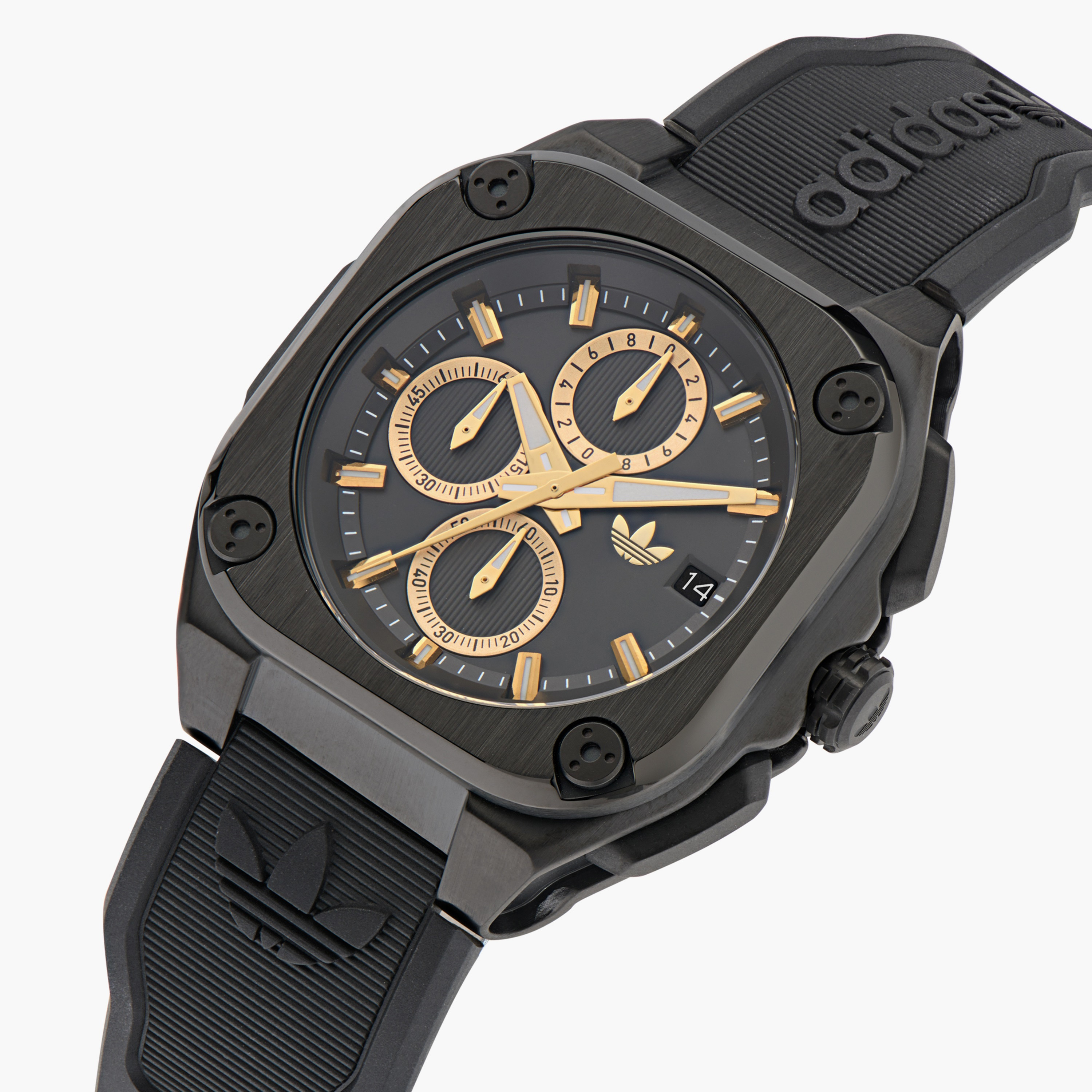 ساعة أديداس للرجال بمقاس 45 ملم ذات كرونوغراف راتنج بلون أسود | AOFH24020-men-watchesandjewellery-watches-image-2