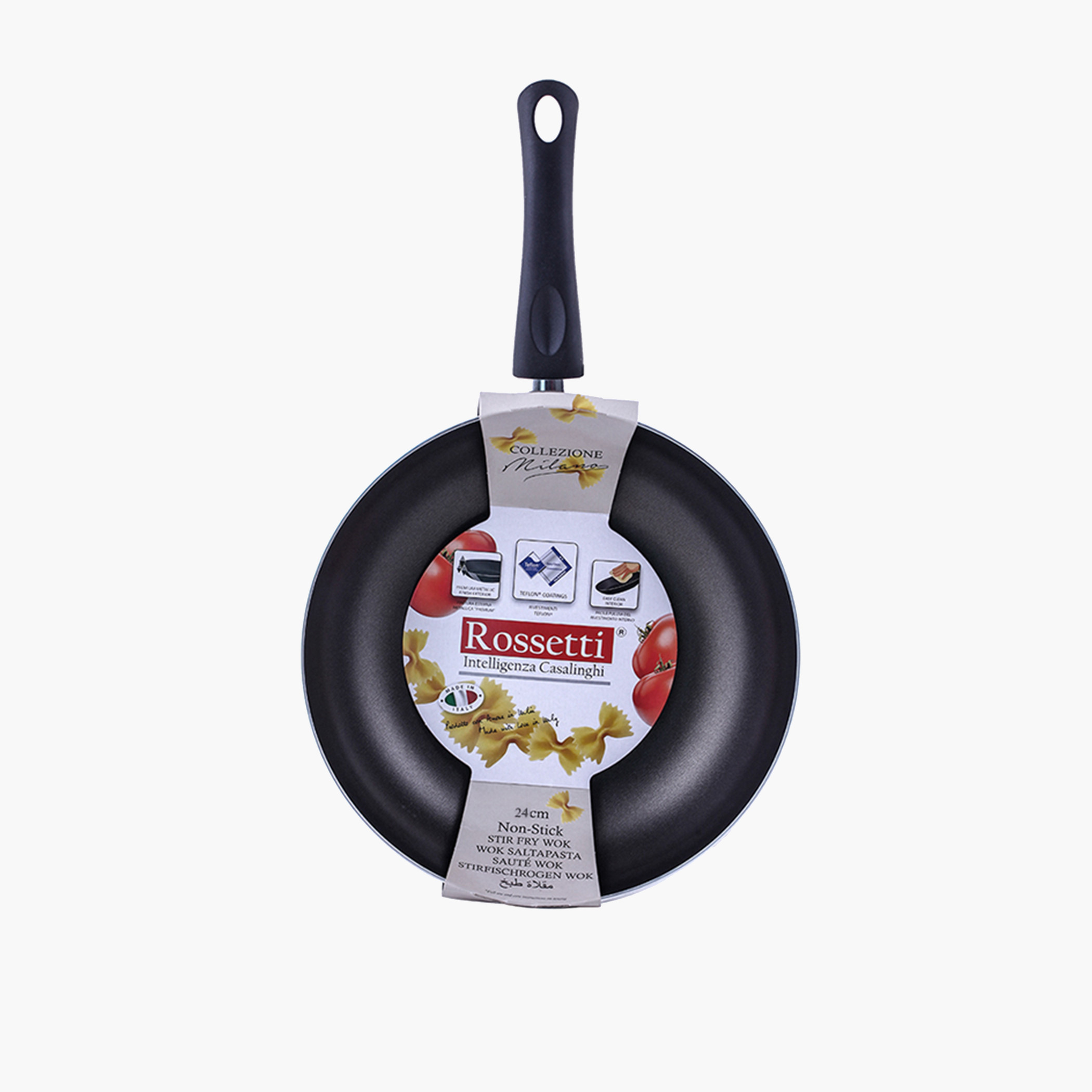 Rossetti Milano Aluminium Stir Fry Wok - 24 cm-household-kitchen-cookware-potsandpans-image-1