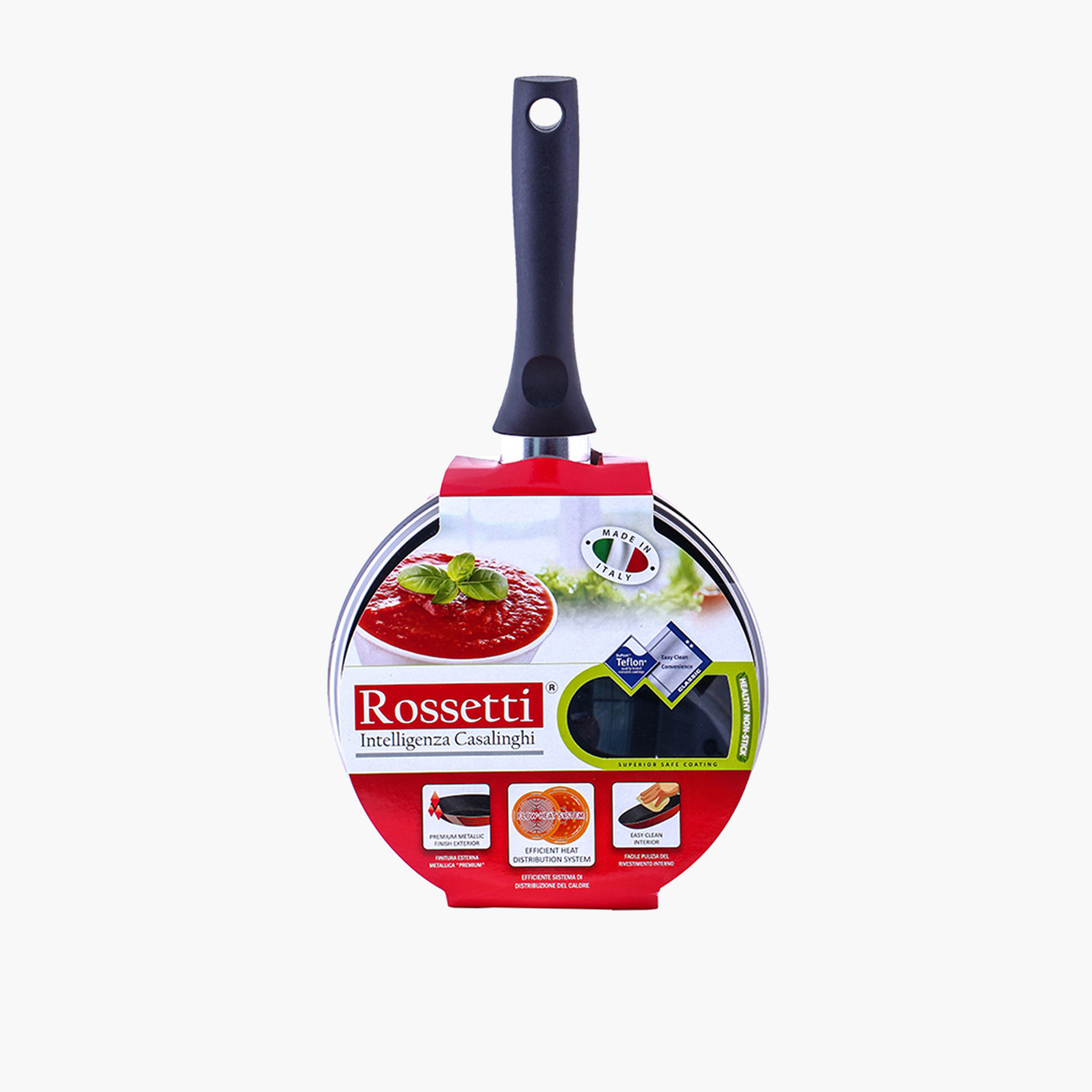 Rossetti Rosso Aluminium Saucepan With Glass Lid - 20 cm-household-kitchen-cookware-potsandpans-image-2