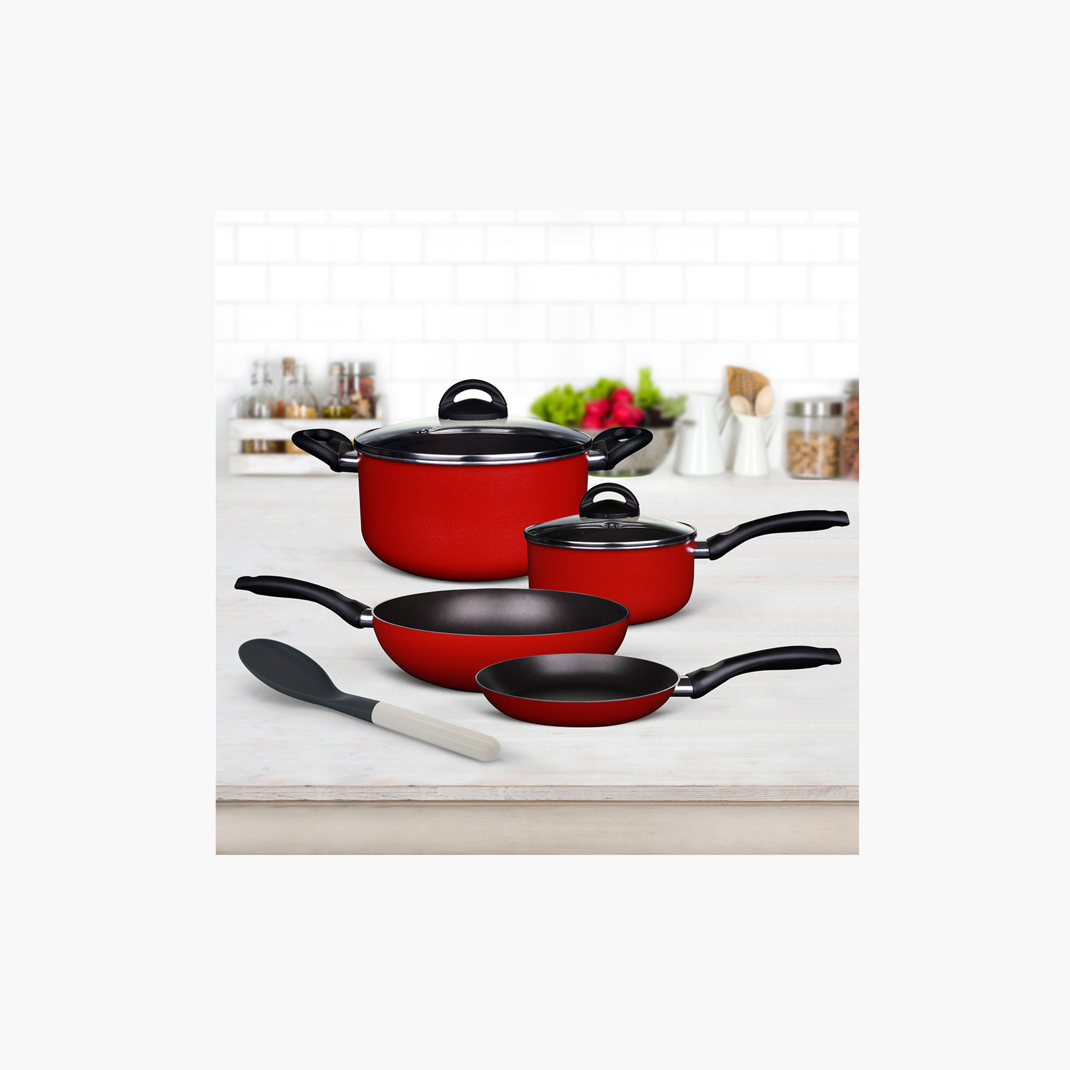 Rossetti Rosso 7-Piece Aluminium Cookware Set-household-kitchen-cookware-cookwareandsets-image-1