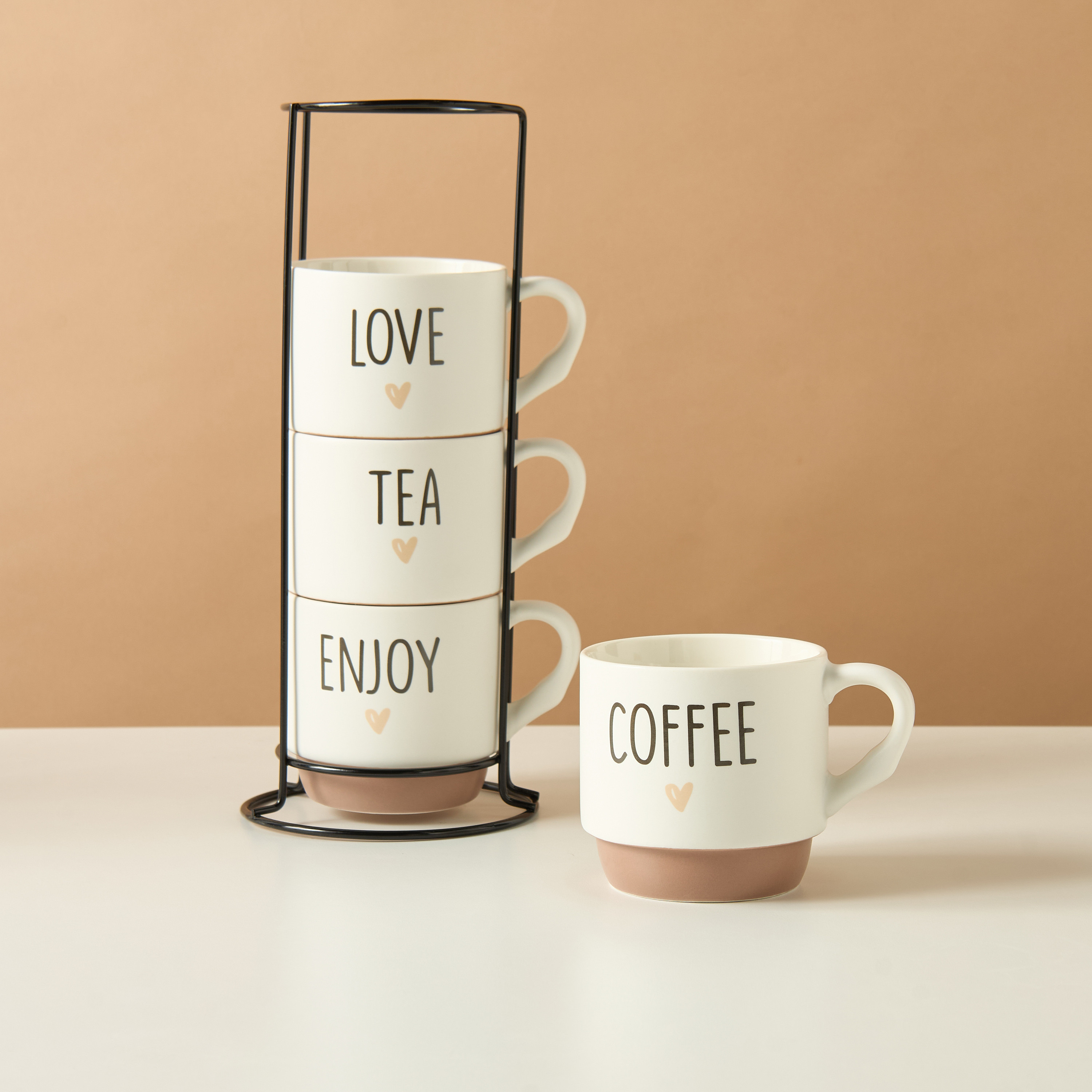 طقم أكواب خزف 4 قطع بطبعات تيبوجرافيك-household-dining-teaandcoffee-mugsandcups-image-1