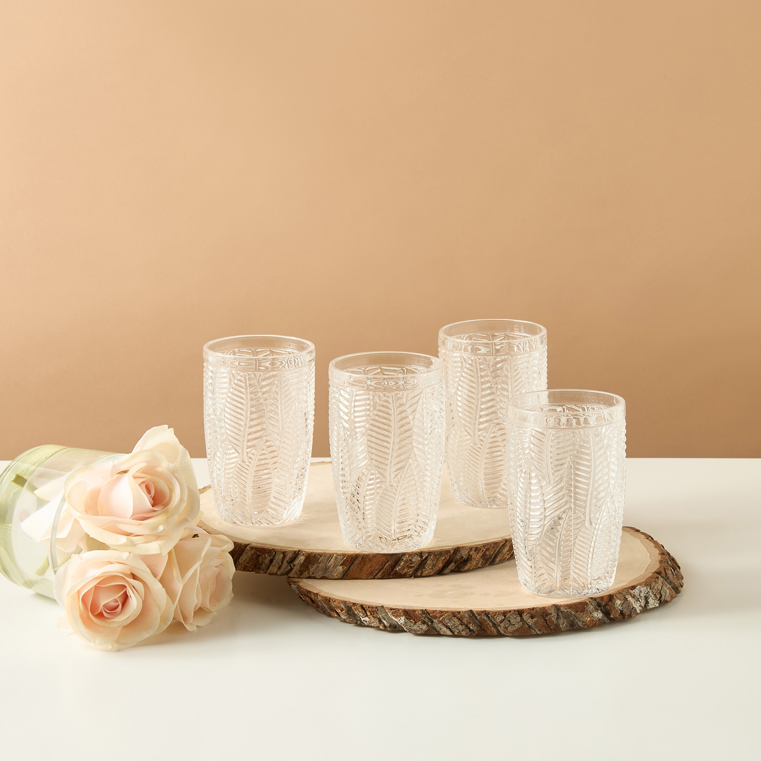 Leaf Highball Glass - Set of 4-household-dining-glassware-drinkingglasses-image-1