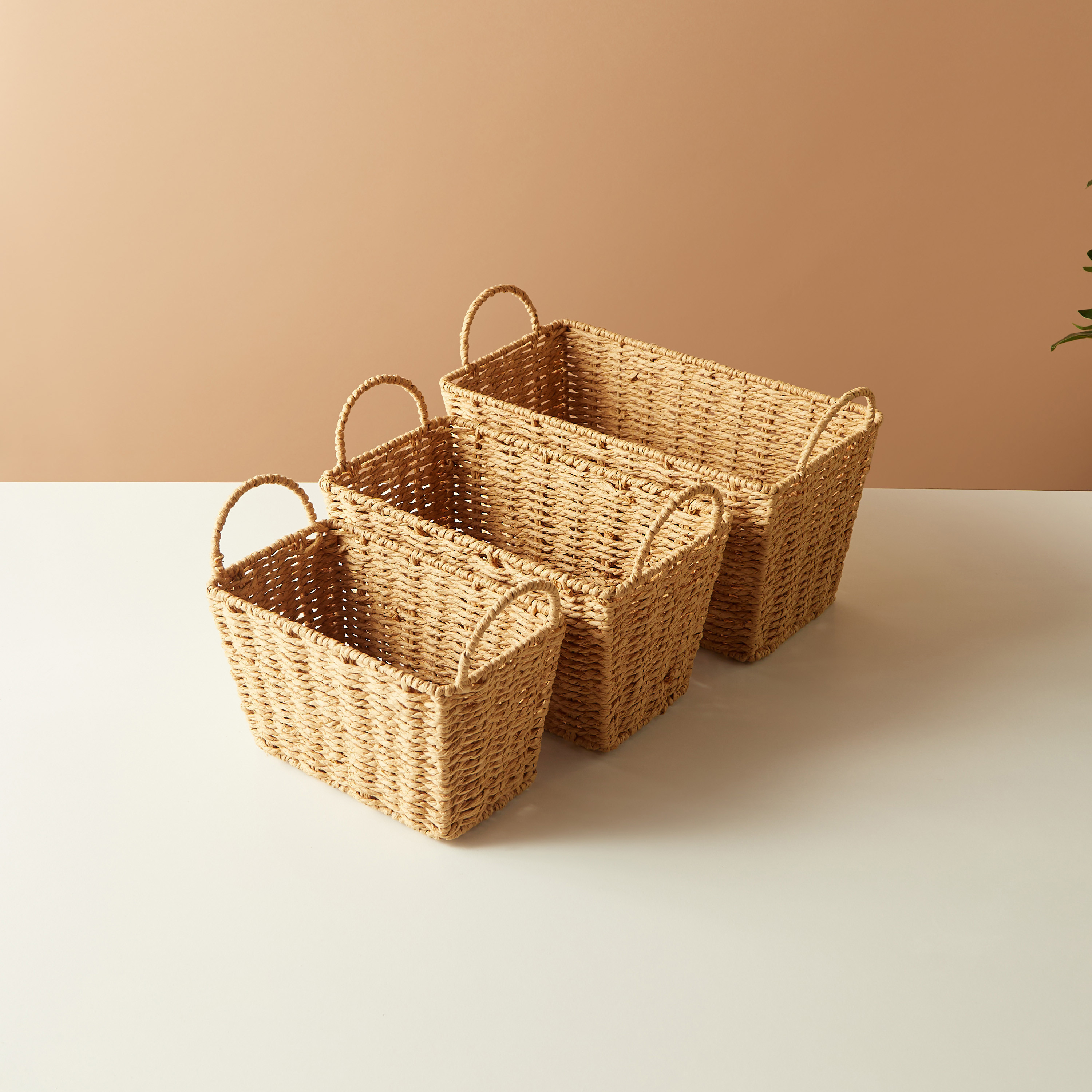 طقم سلّة ديكور 3 قطع بارزة الملمس بتصميم منسوج-household-storage-storagesolutions-storageboxesandbaskets-image-2