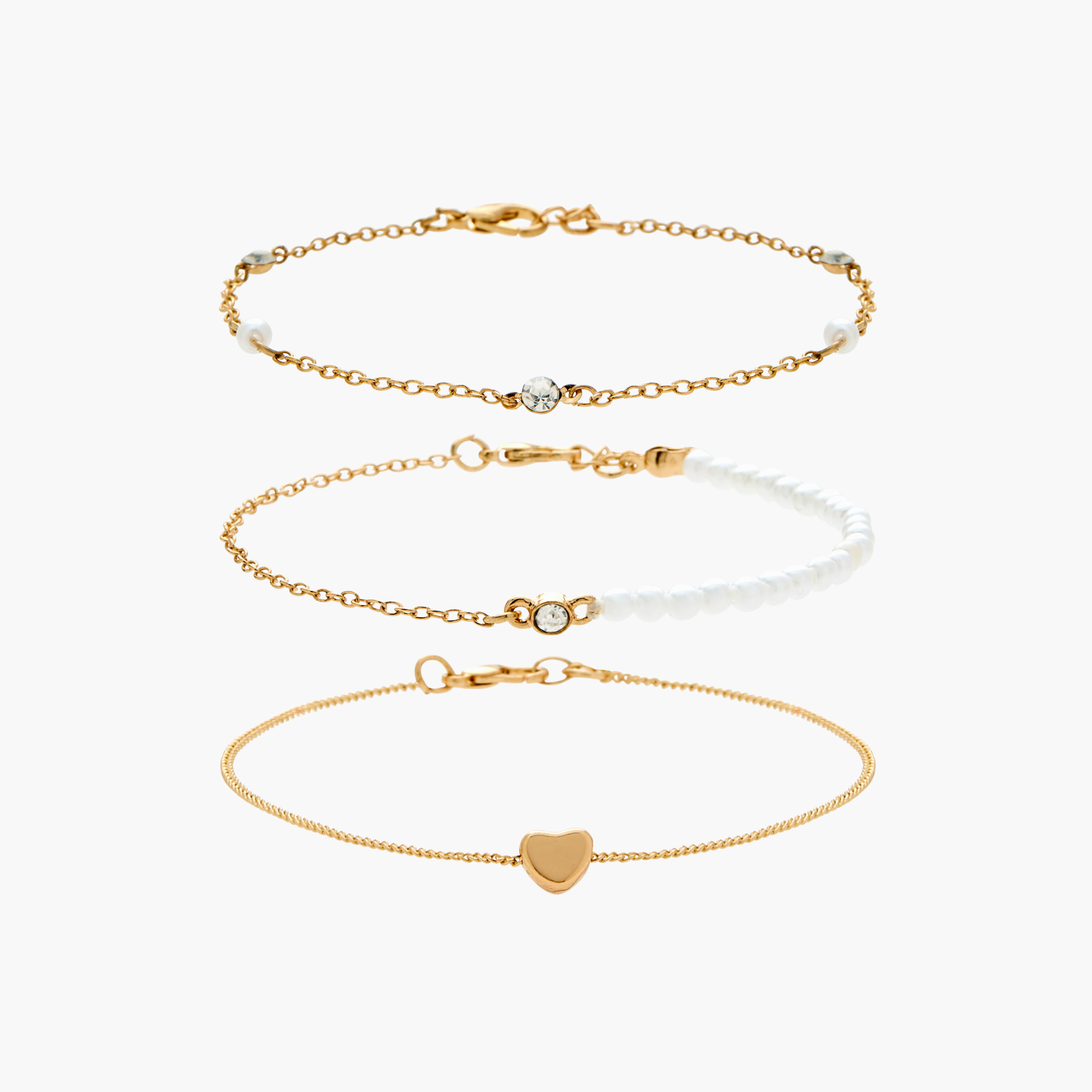 خلخال مزيّن بمشبك إغلاق - طقم من 3 قطع-women-watchesandjewellery-jewellery-anklets-image-1