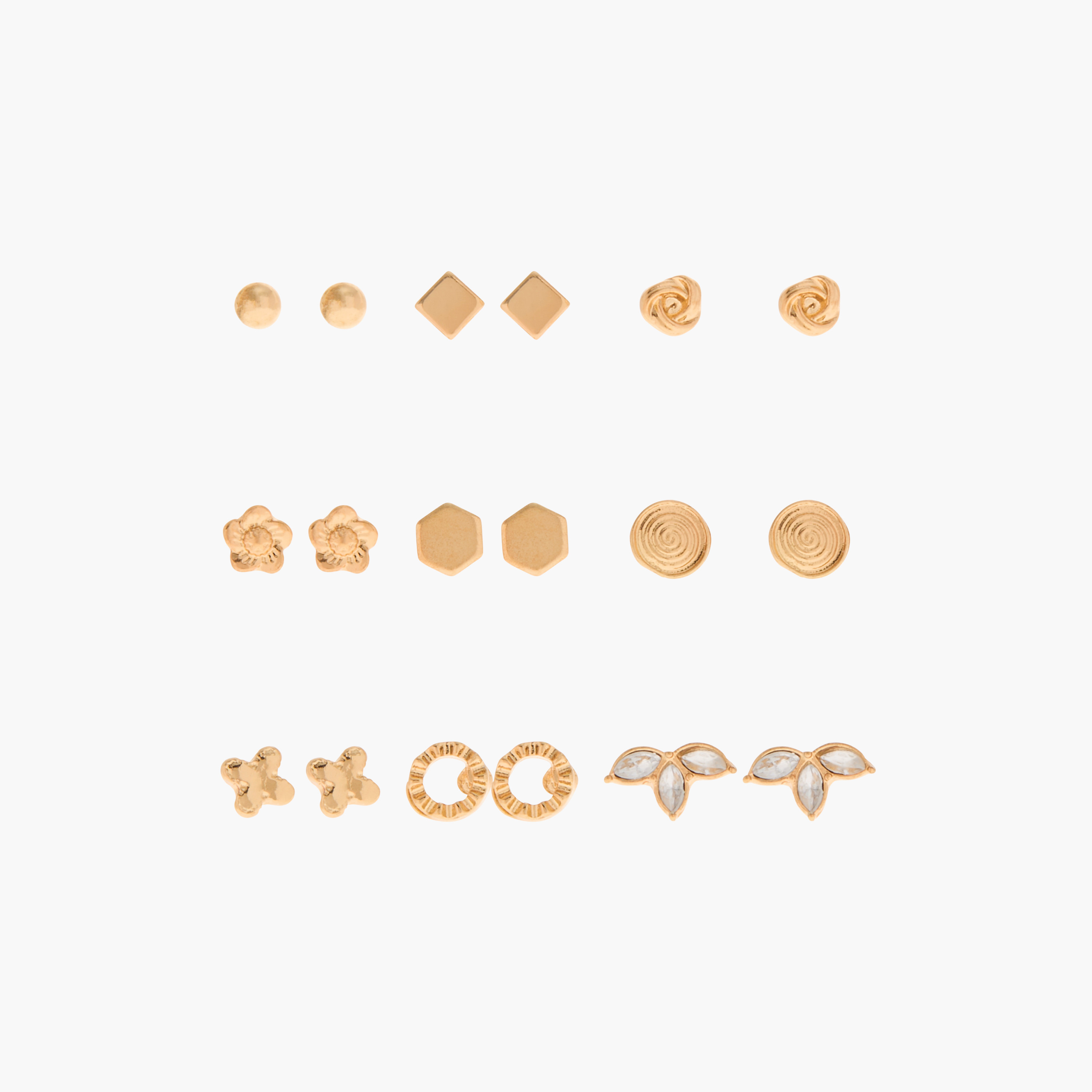 Embellished Stud Earrings with Pushback Closure - Set of 9-women-watchesandjewellery-jewellery-earrings-image-1