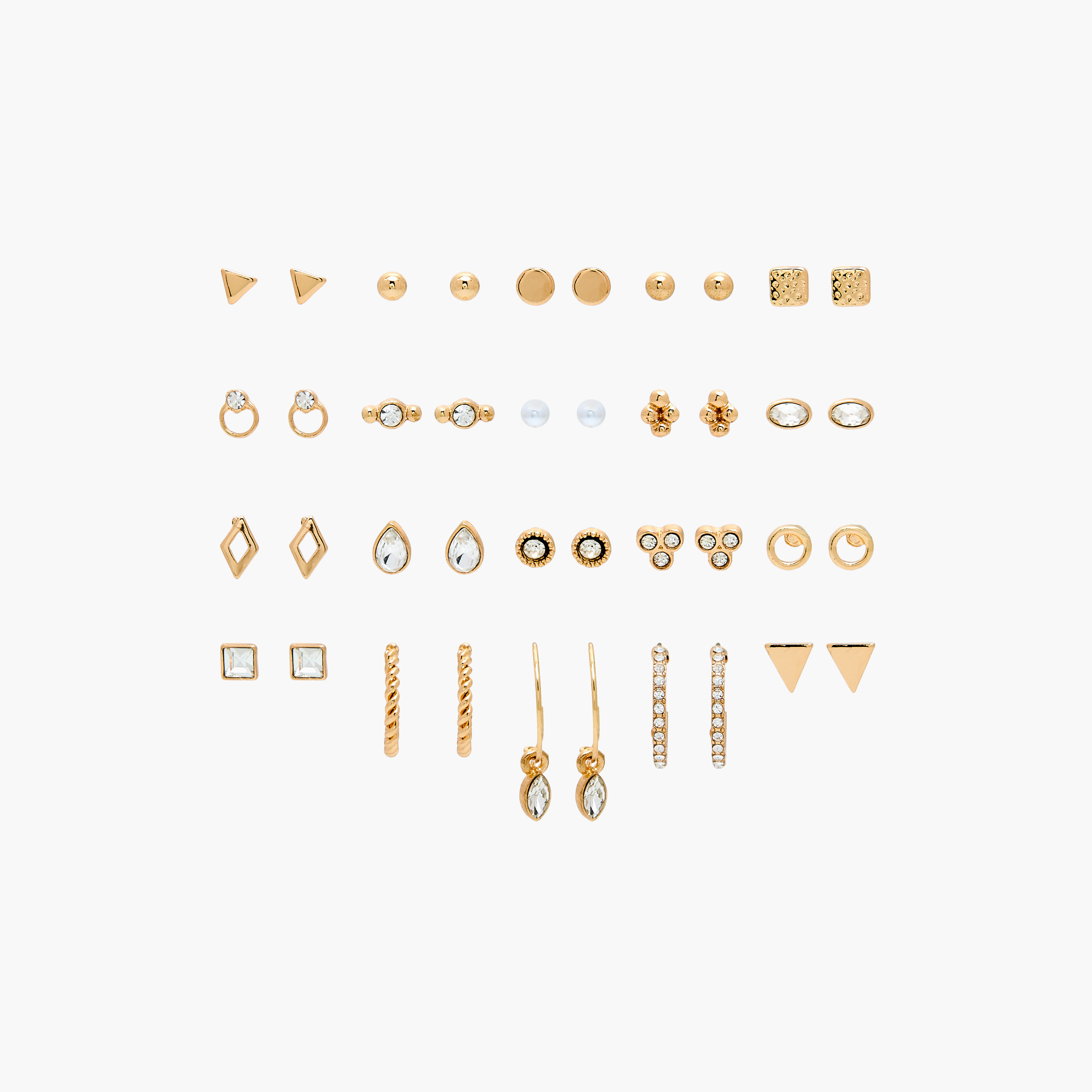 حلقان متنوعة بمكبس إغلاق خلفي - طقم 20 زوج-women-watchesandjewellery-jewellery-earrings-image-1