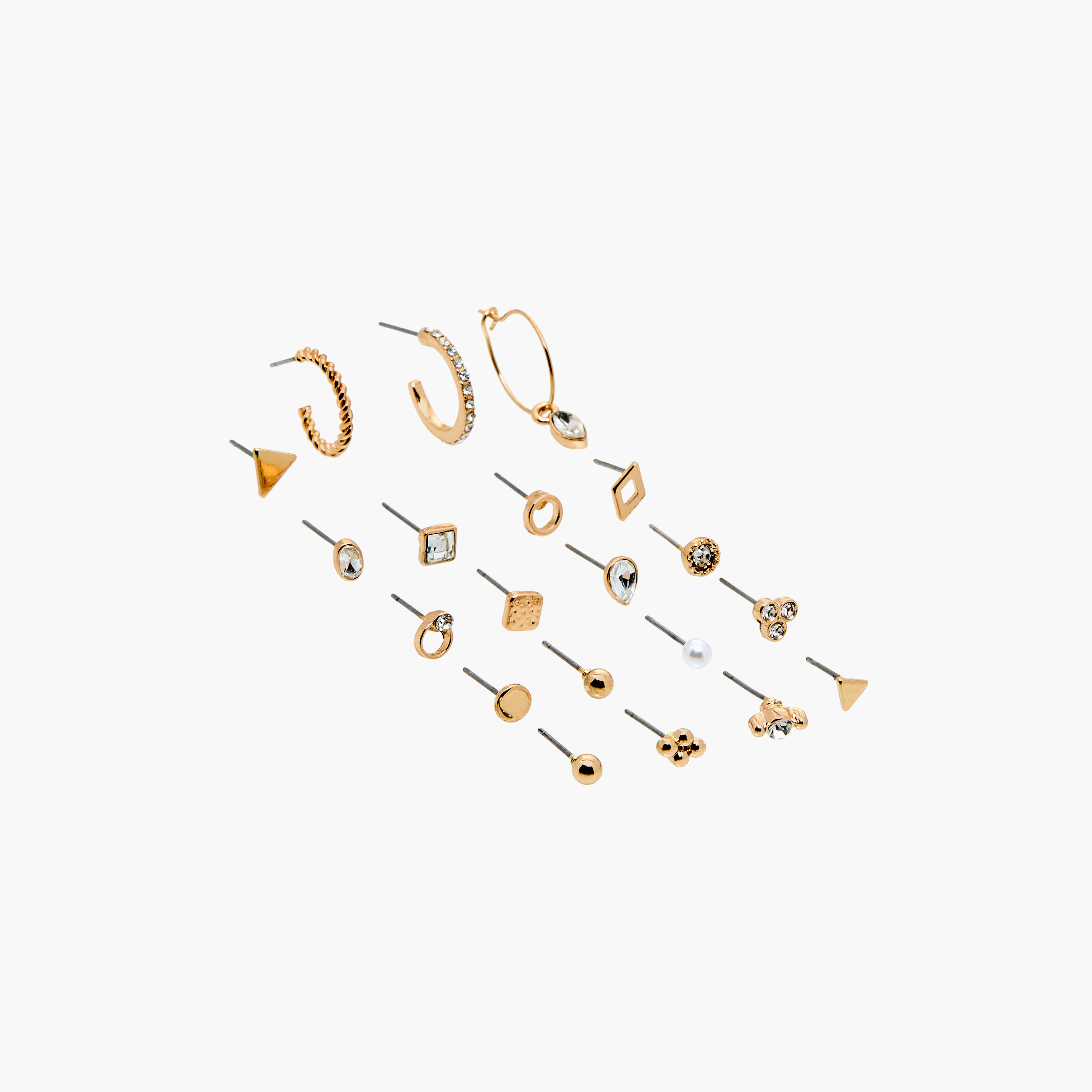 حلقان متنوعة بمكبس إغلاق خلفي - طقم 20 زوج-women-watchesandjewellery-jewellery-earrings-image-2