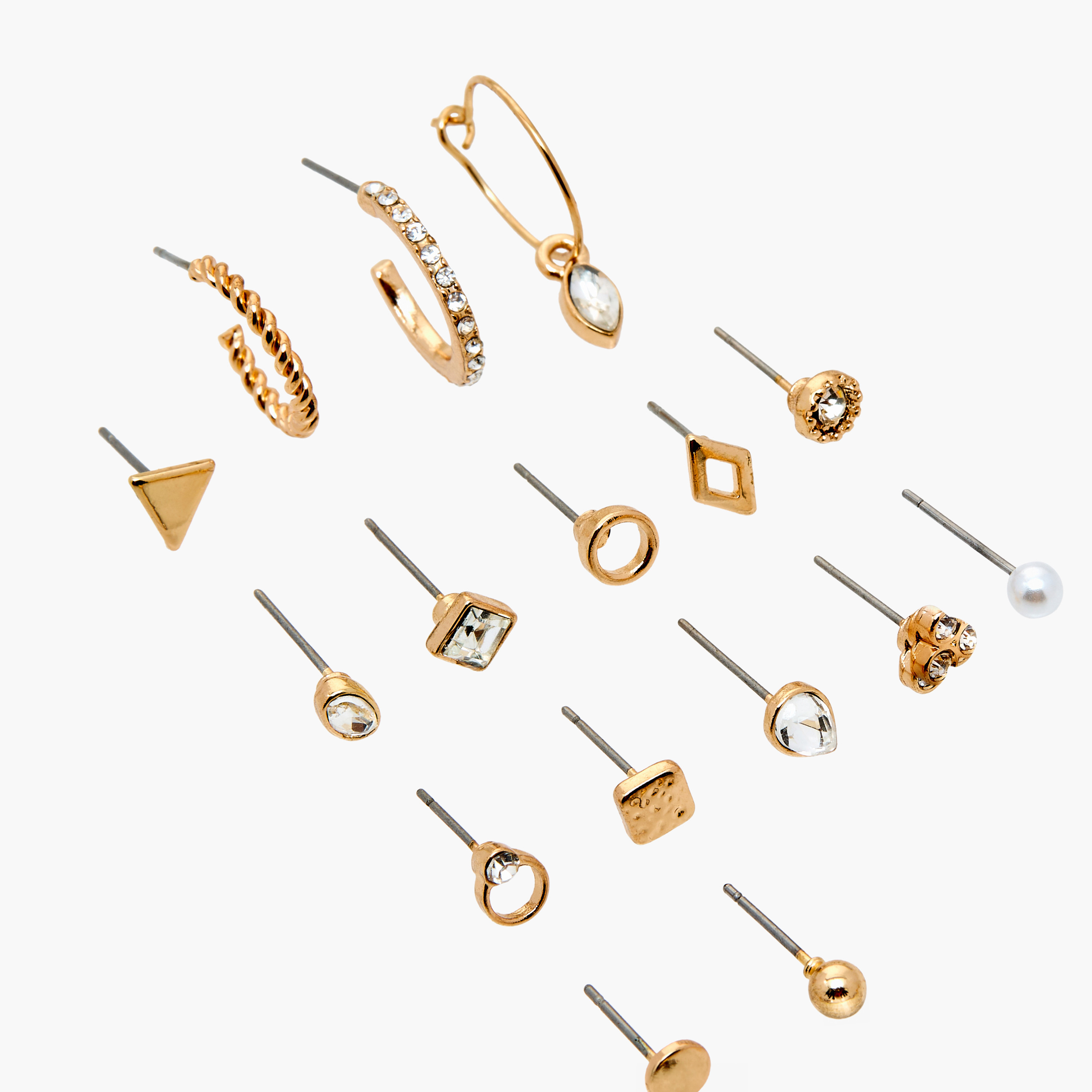 حلقان متنوعة بمكبس إغلاق خلفي - طقم 20 زوج-women-watchesandjewellery-jewellery-earrings-image-3