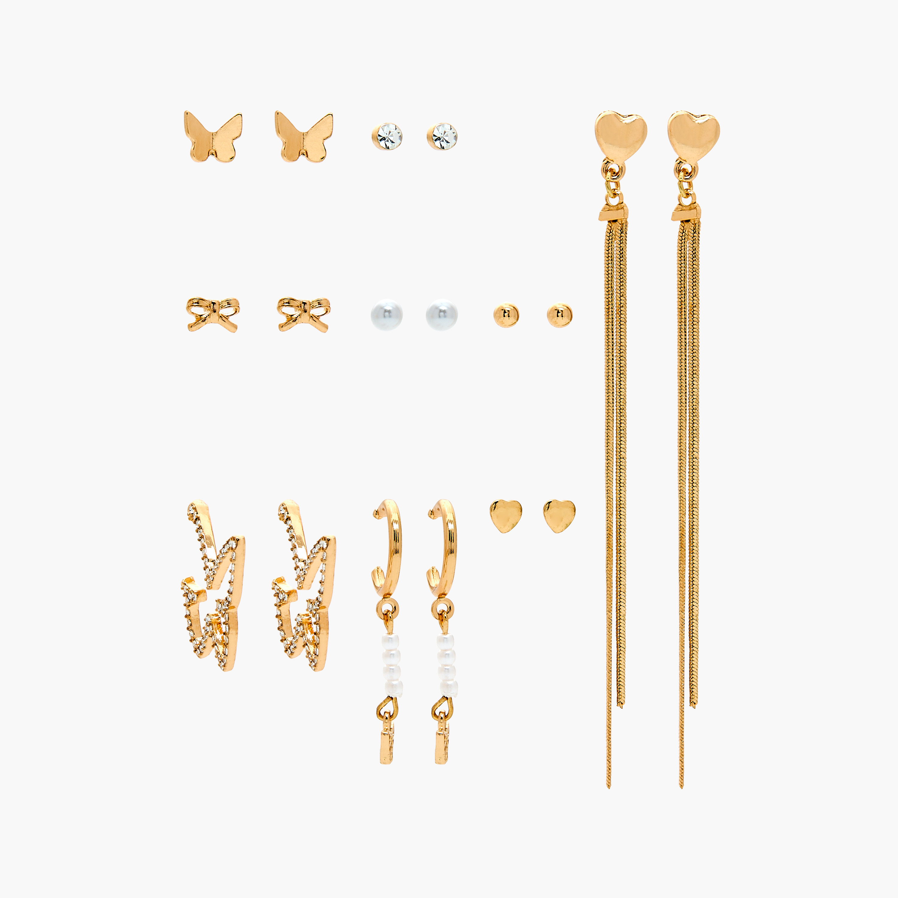Embellished Earrings with Pushback Closure - Set of 9-women-watchesandjewellery-jewellery-earrings-image-1