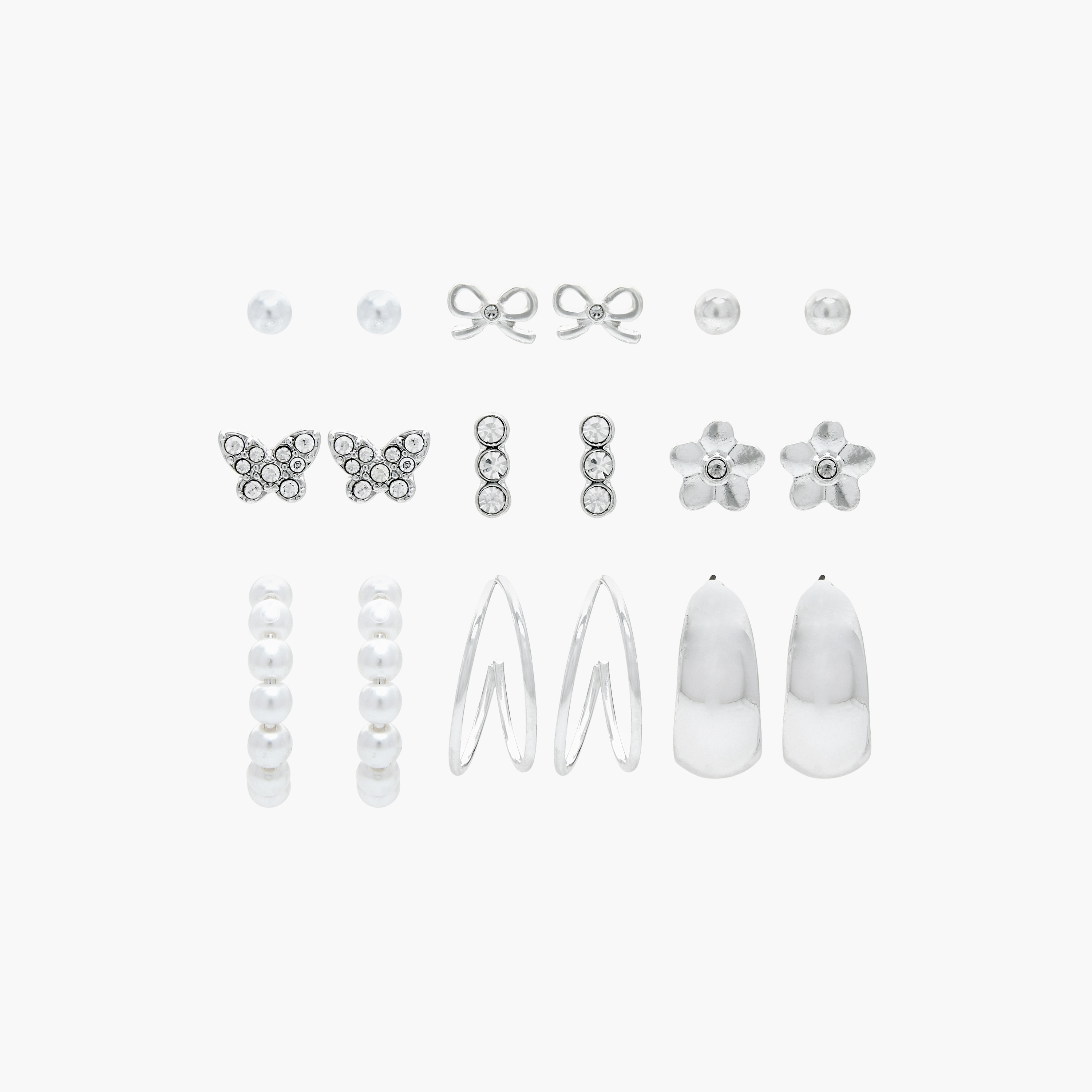 Embellished Earrings with Pushback Closure - Set of 9-women-watchesandjewellery-jewellery-earrings-image-1
