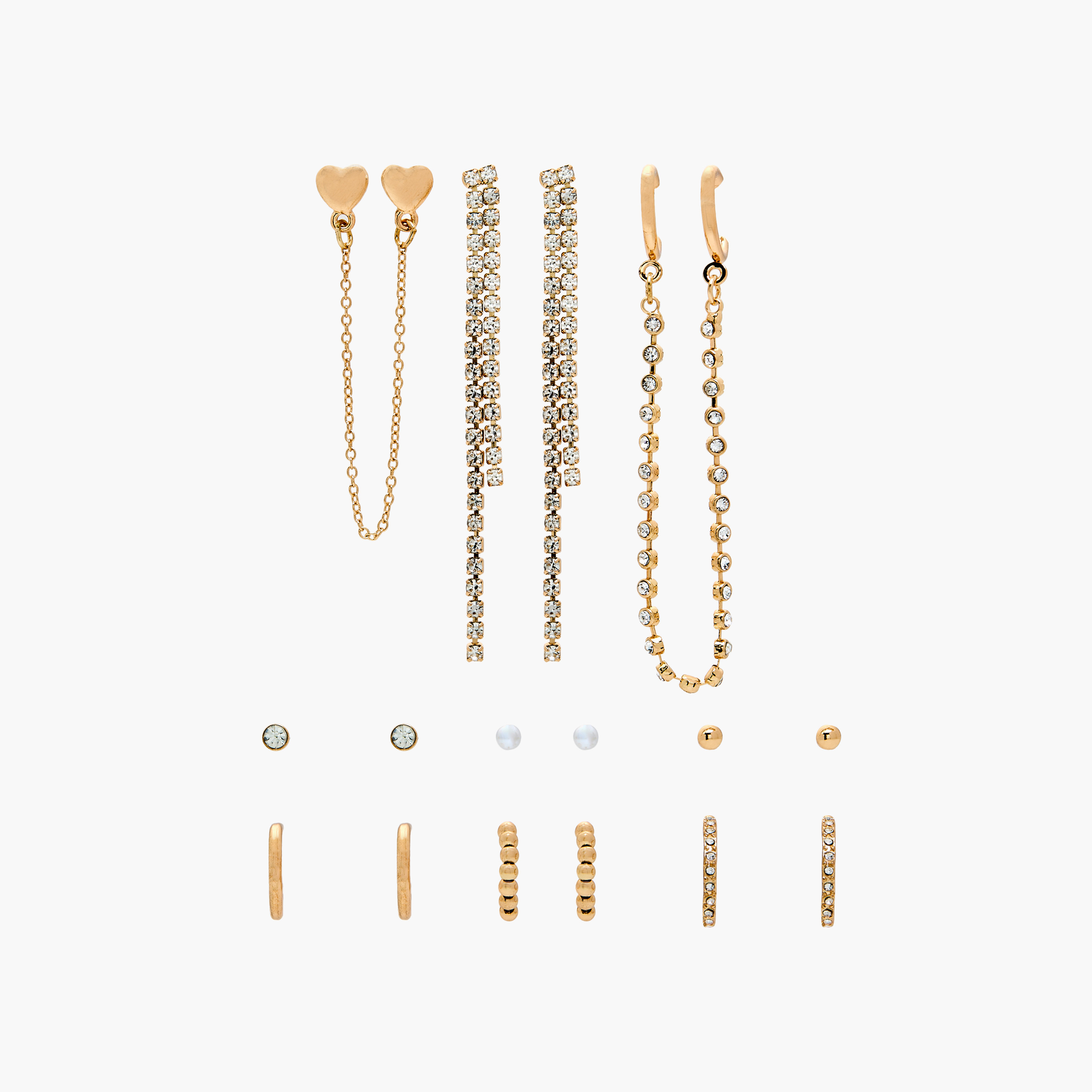 Embellished Earrings with Pushback Closure - Set of 9-women-watchesandjewellery-jewellery-earrings-image-1