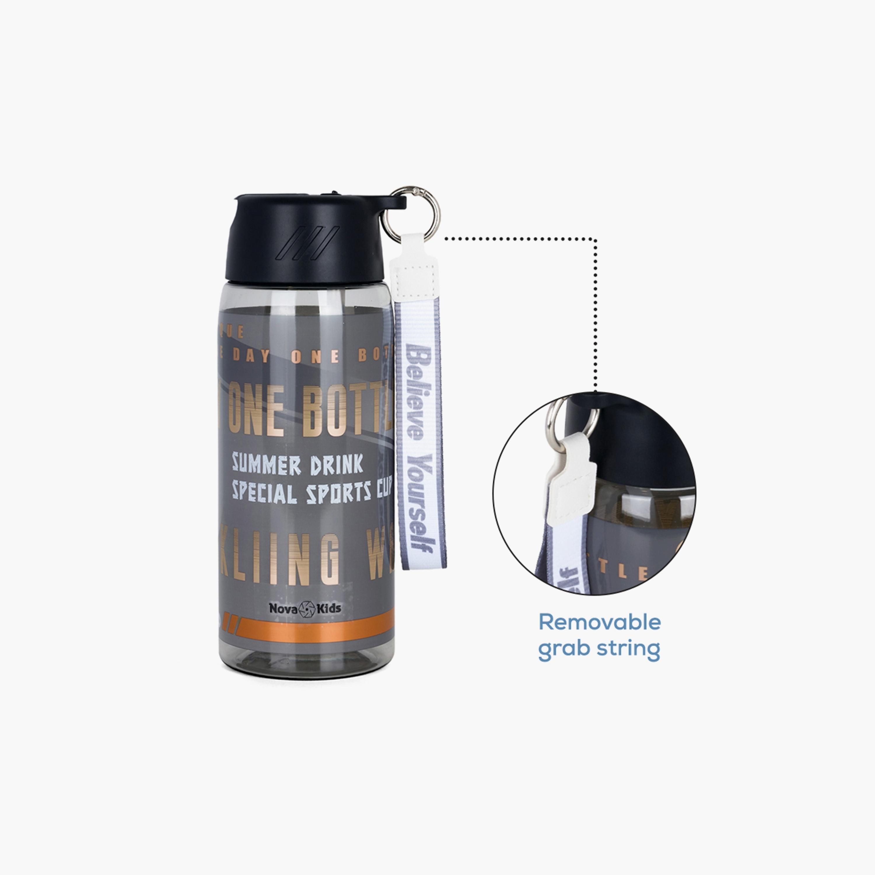 Nova Kids BPA Free Water Bottle with Straw, Black, 750 ml-school-waterbottles-image-3