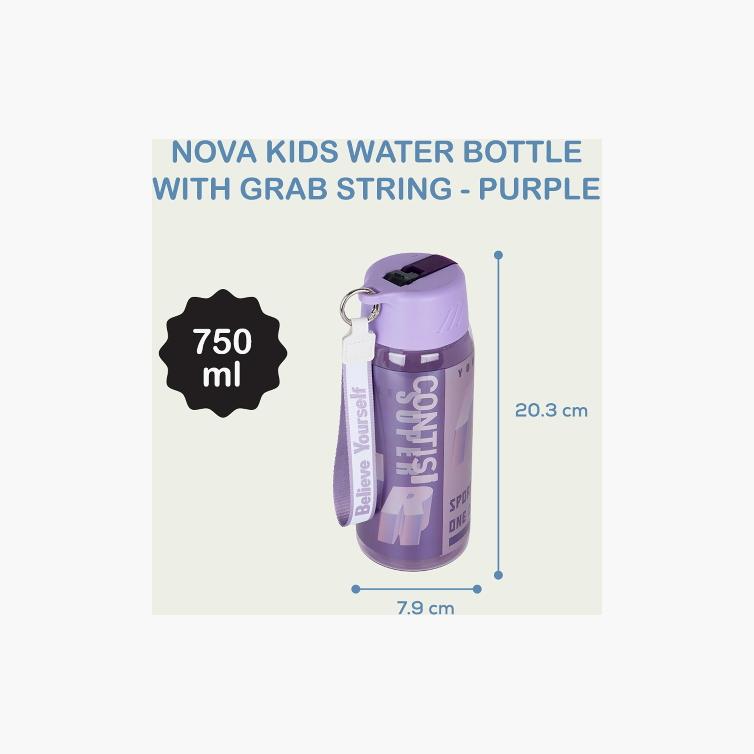 زجاجة مياه خالية من مادة BPA مع ماصة من نوفا كيدز، بنفسجي، 750 مل-school-waterbottles-image-4
