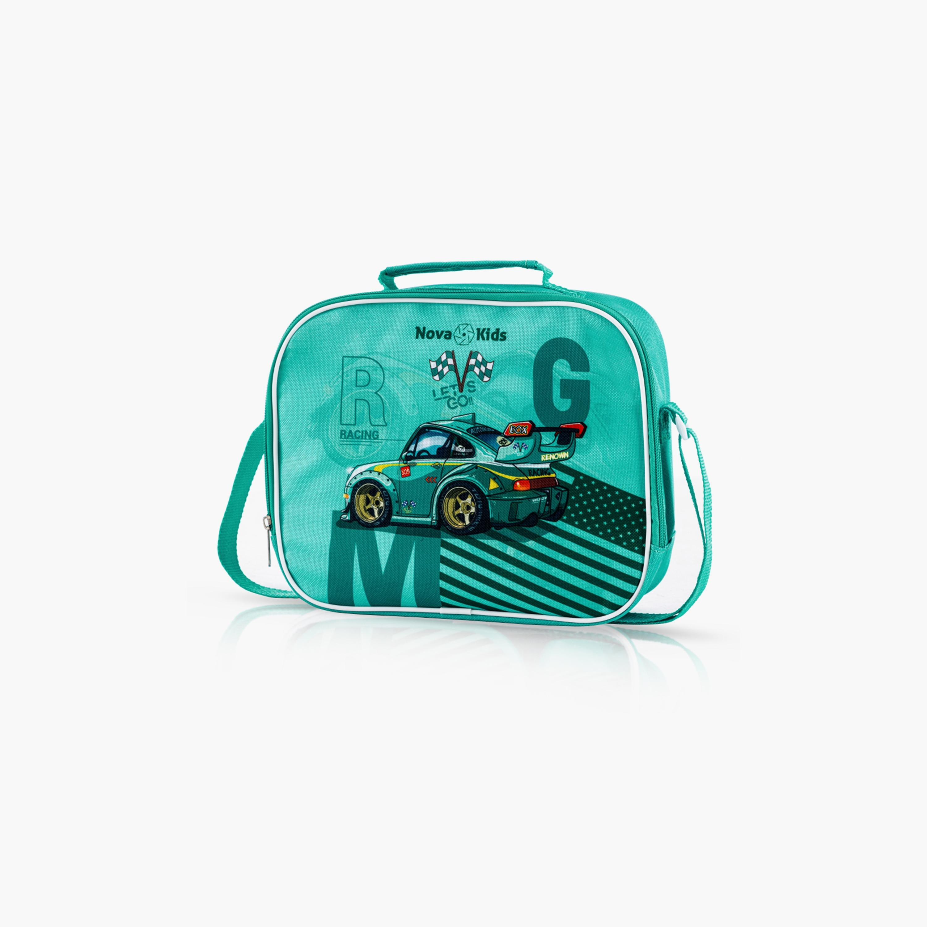 Nova Kids Lunch & Water Bottle with Lunch Bag, Racing, Green-school-lunchessentials-sets-image-4
