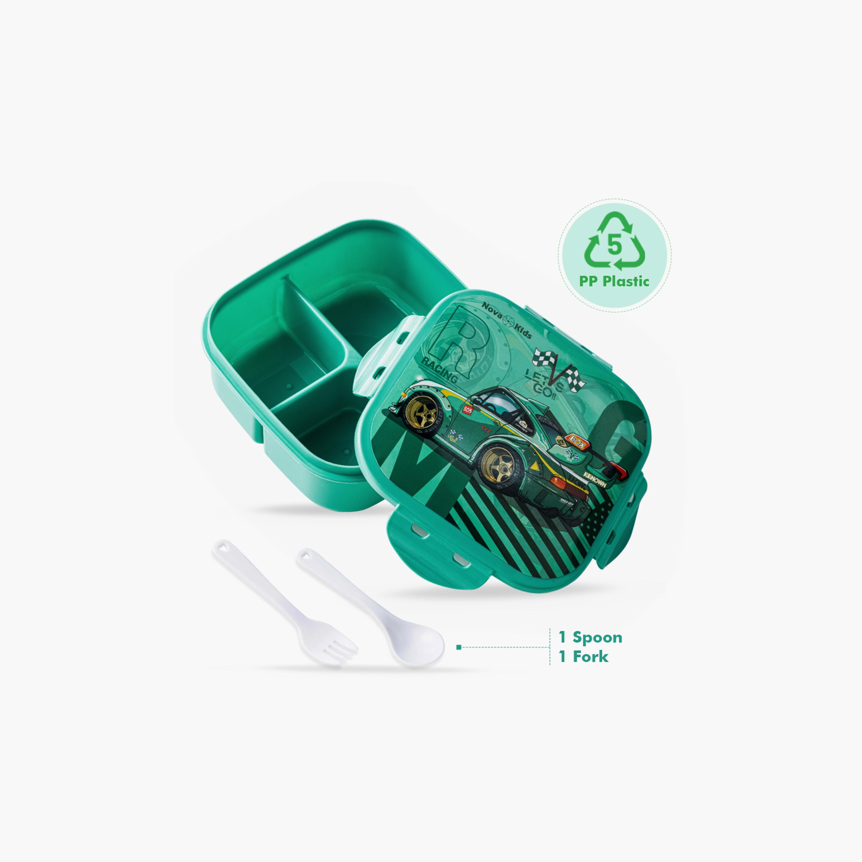 Nova Kids Lunch & Water Bottle with Lunch Bag, Racing, Green-school-lunchessentials-sets-image-5