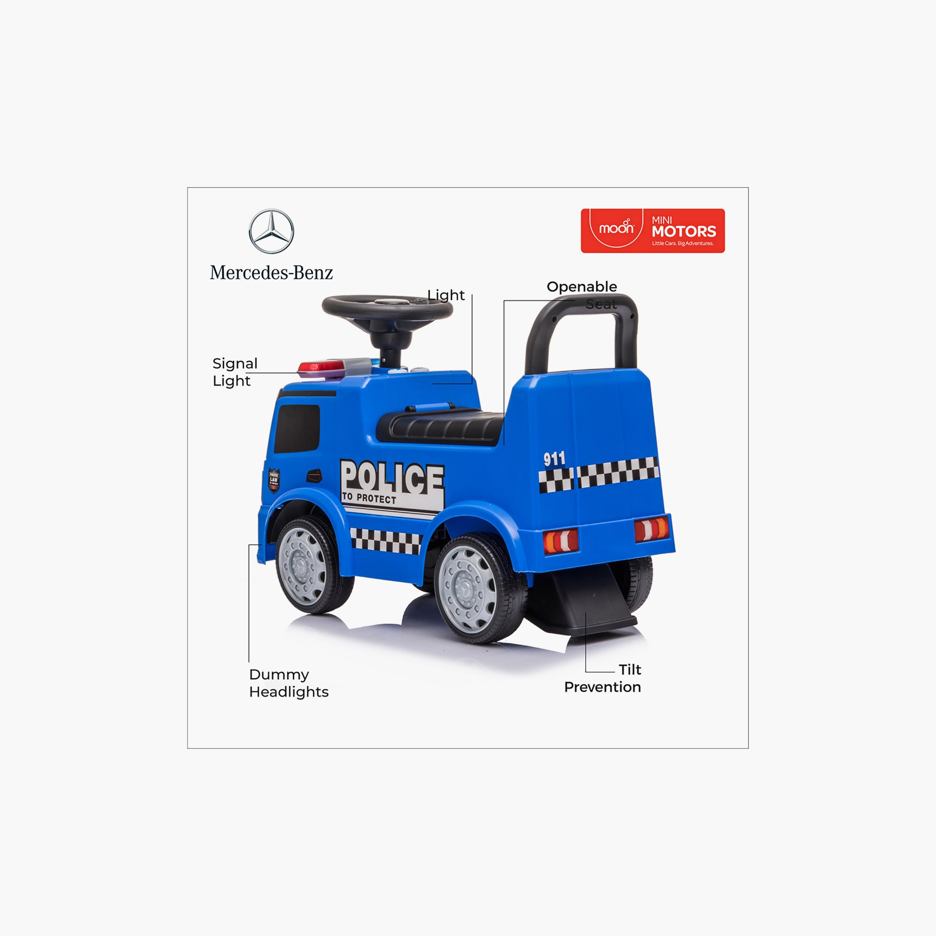Moon Licensed Ride On Mercedes Benz Police Truck, Red, 12-36 Months-toys-outdoor-bikesandrideons-electricvehicles-image-4