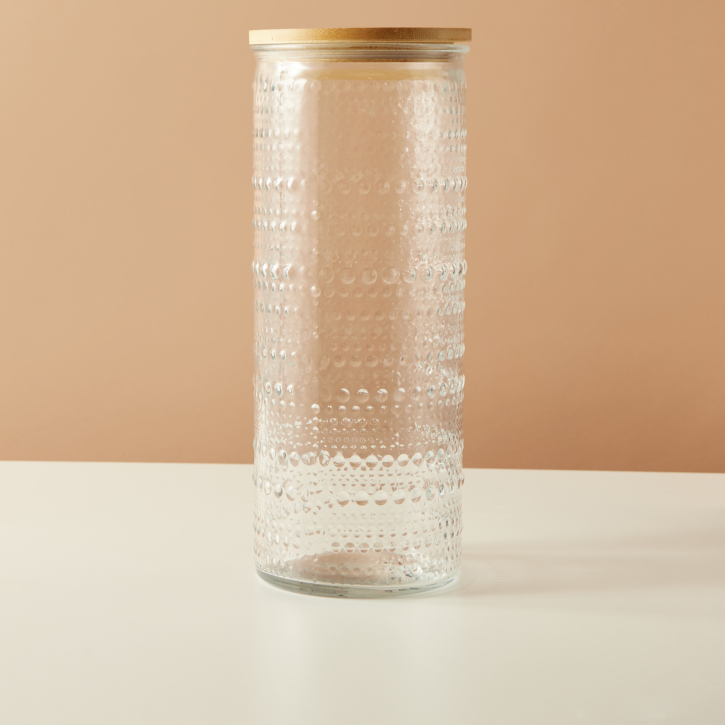 جرة زجاج بارزة الملمس بغطاء خشب - 2.5 لتر-household-kitchen-foodstorage-containers-image-3