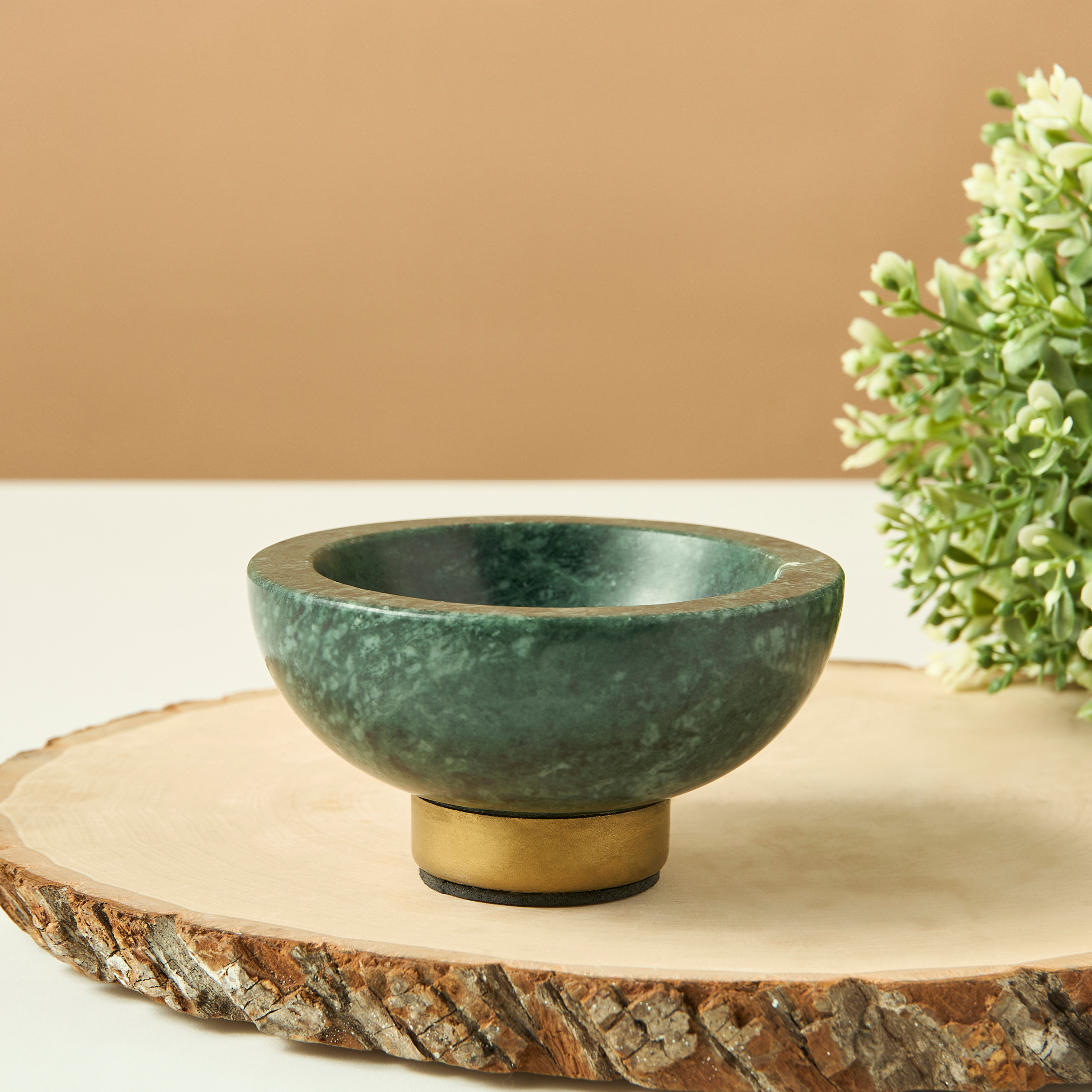 وعاء تقديم رخام بقاعدة معدنية-household-dining-dinnerware-bowls-image-1