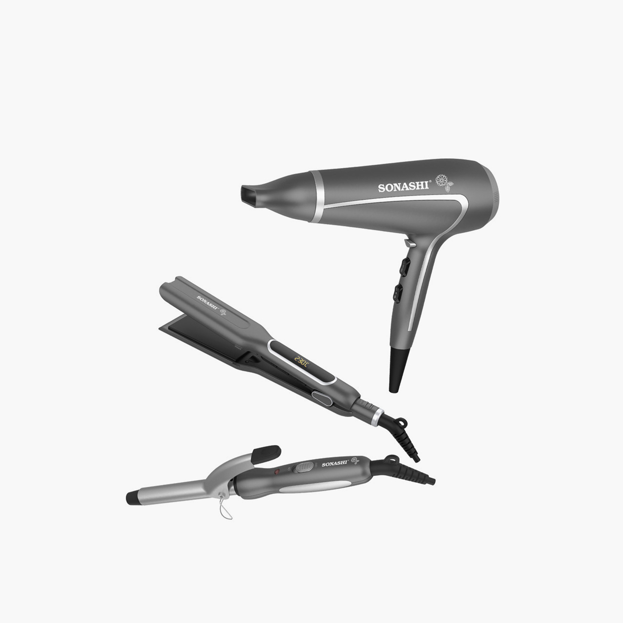 Sonashi 3-Piece Hair Dryer with Hair Curler and Hair Straightener Set-beautyandpersonalcare-appliances-hairstylingtools-curlingandstyler-image-1