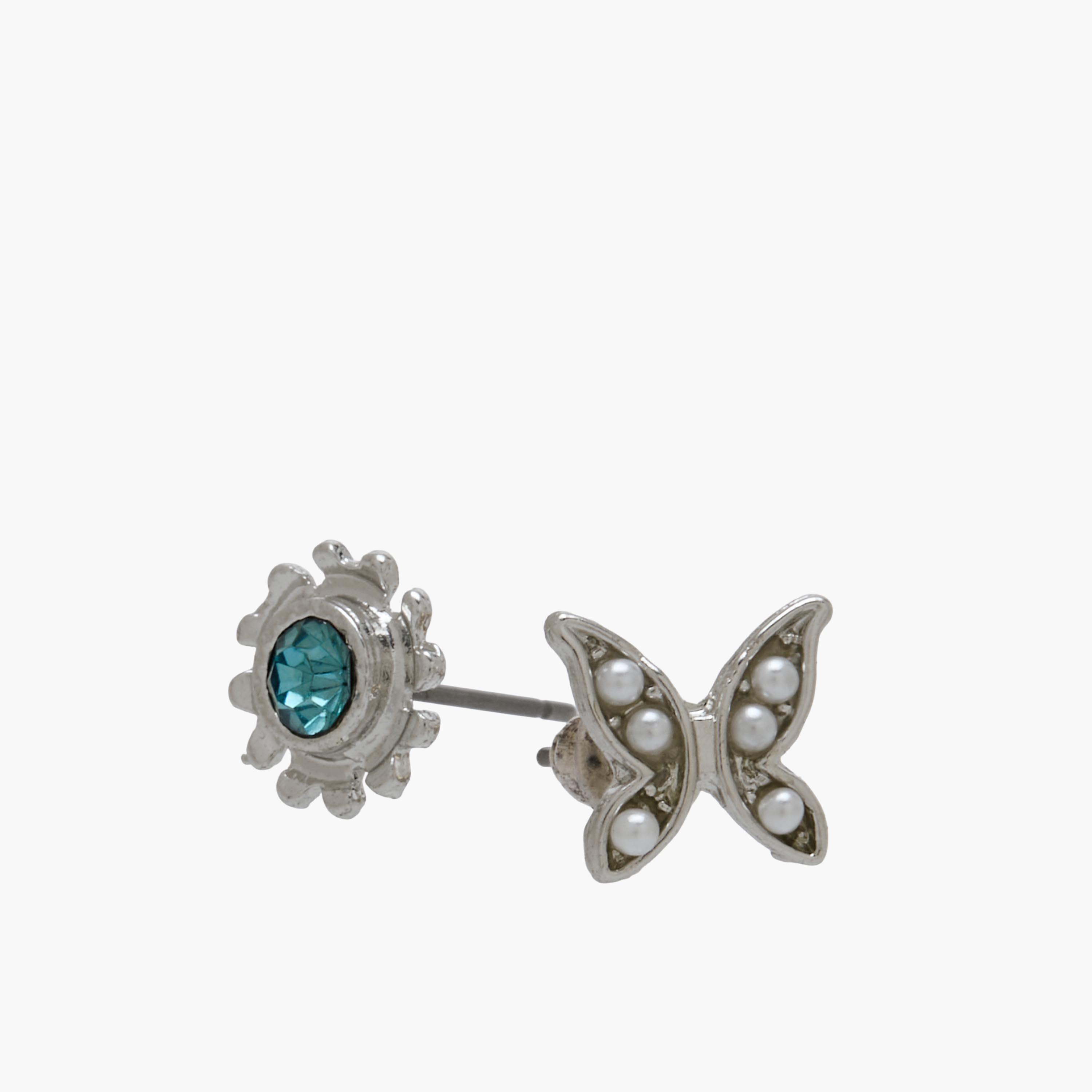 Pack of 12 Silver Tone Stud Earrings with Pushback Closure-women-watchesandjewellery-jewellery-earrings-image-4