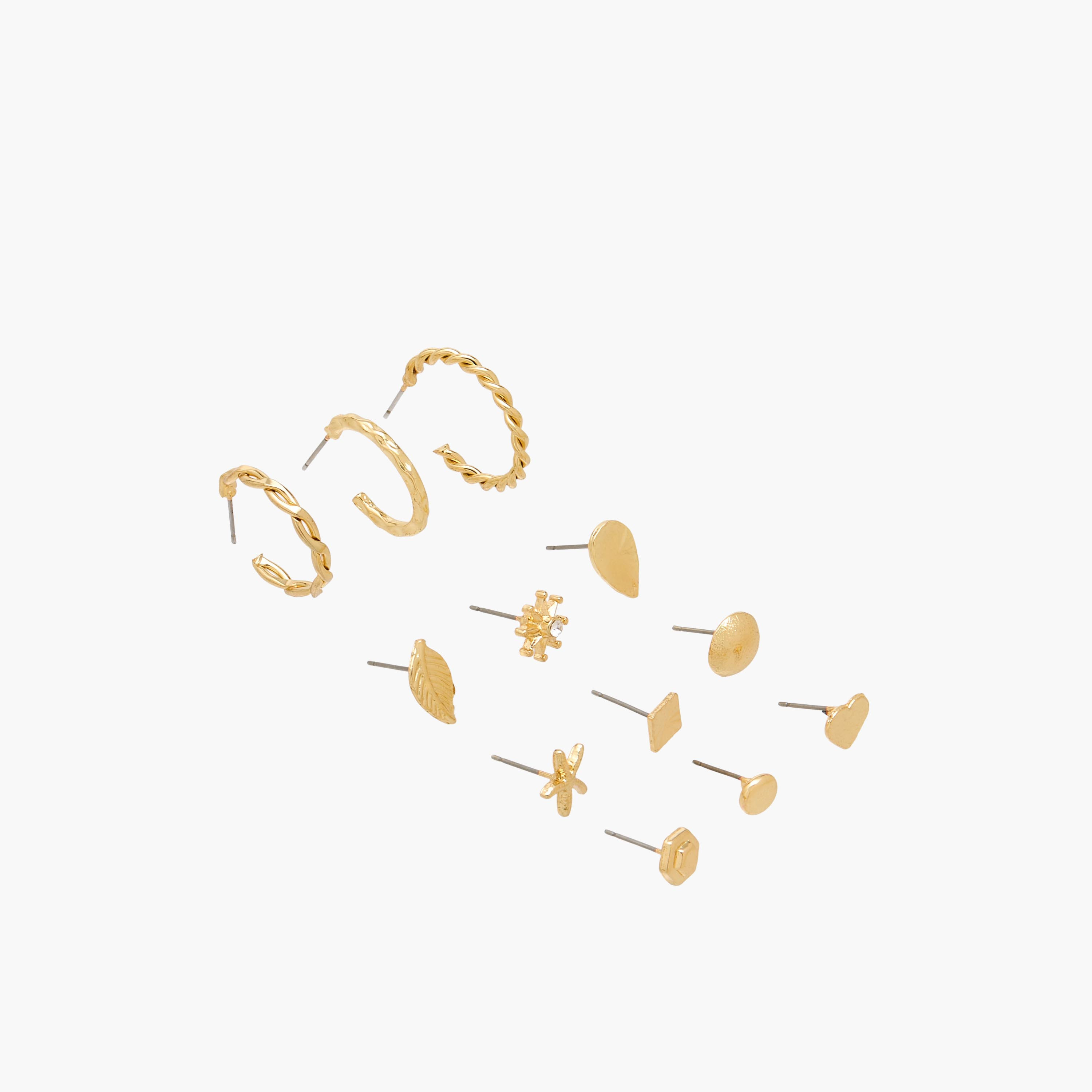 طقم حلقان بلون ذهبي 12 قطعة بمكبس إغلاق خلفي-women-watchesandjewellery-jewellery-earrings-image-2