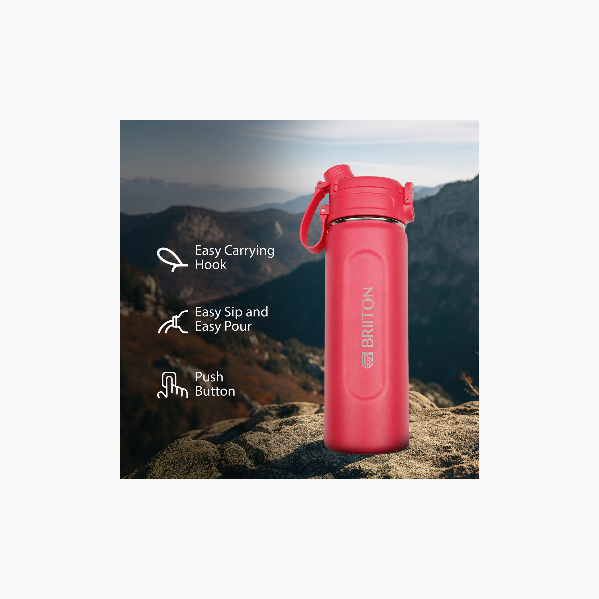 Briiton Stainless Steel Insulated Water Bottle - 1 L-school-waterbottles-image-33