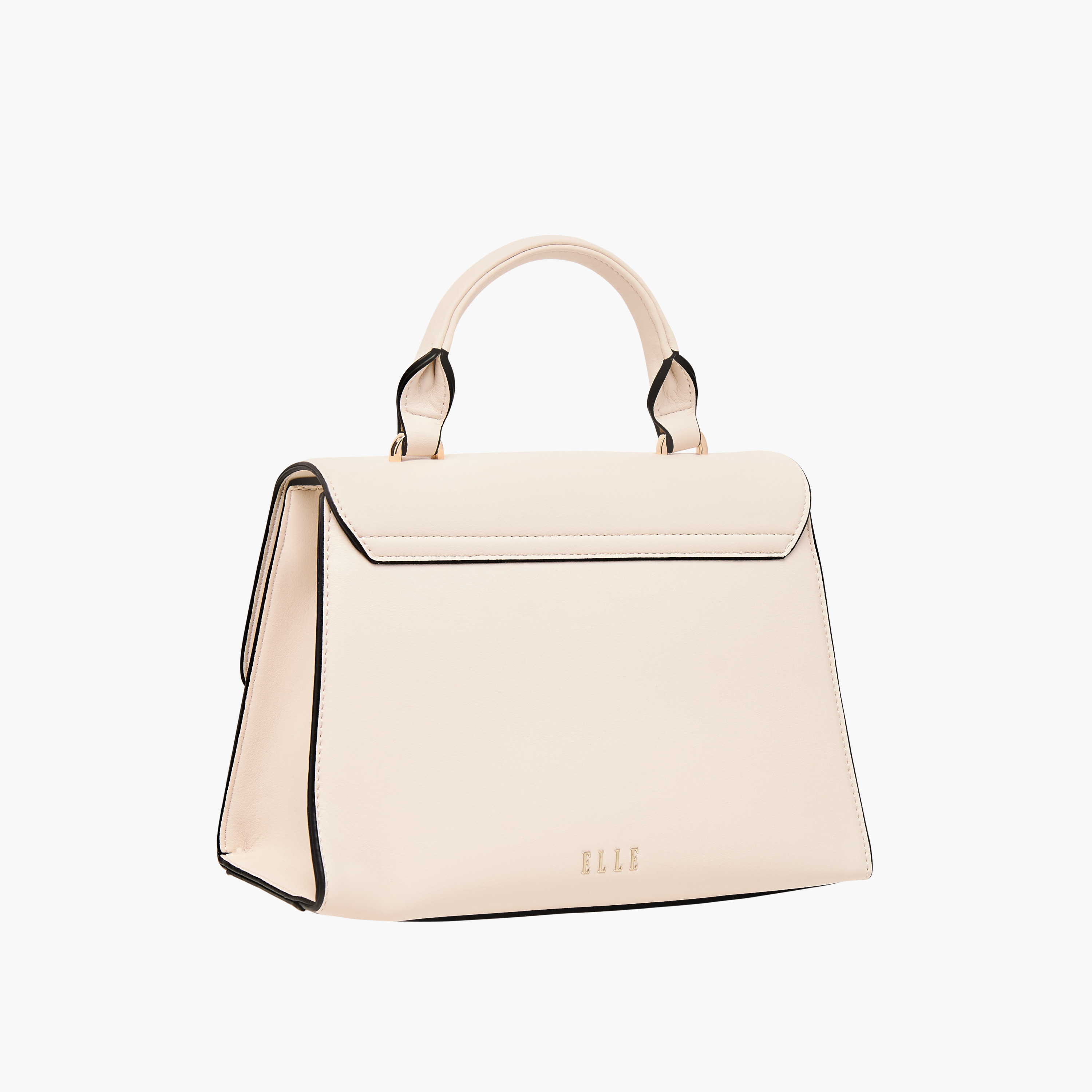 Elle Monogram Print Satchel Bag with Adjustable Strap and Button Closure-women-bagsandwallets-handbags-image-10