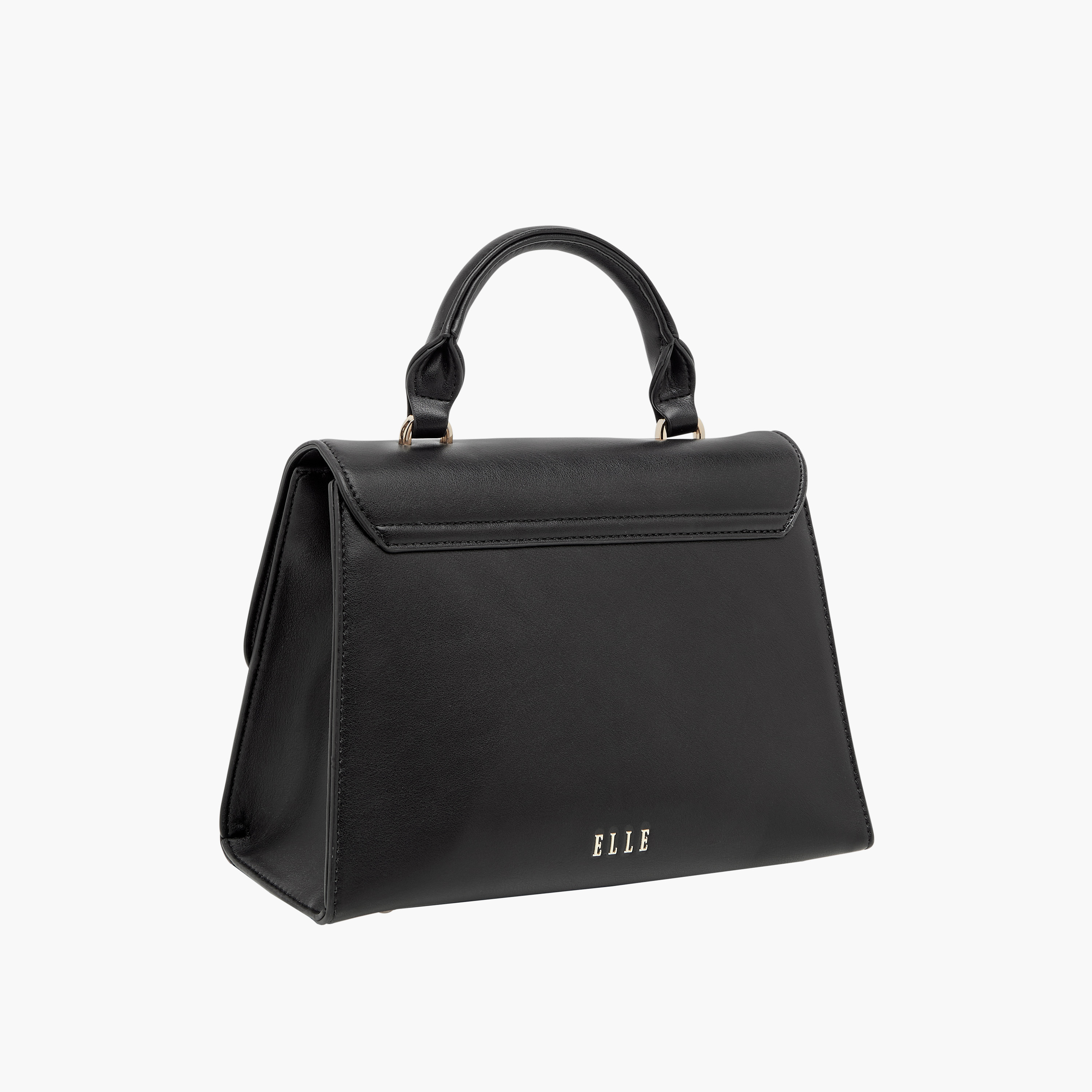 Elle Monogram Print Satchel Bag with Adjustable Strap and Button Closure-women-bagsandwallets-handbags-image-3