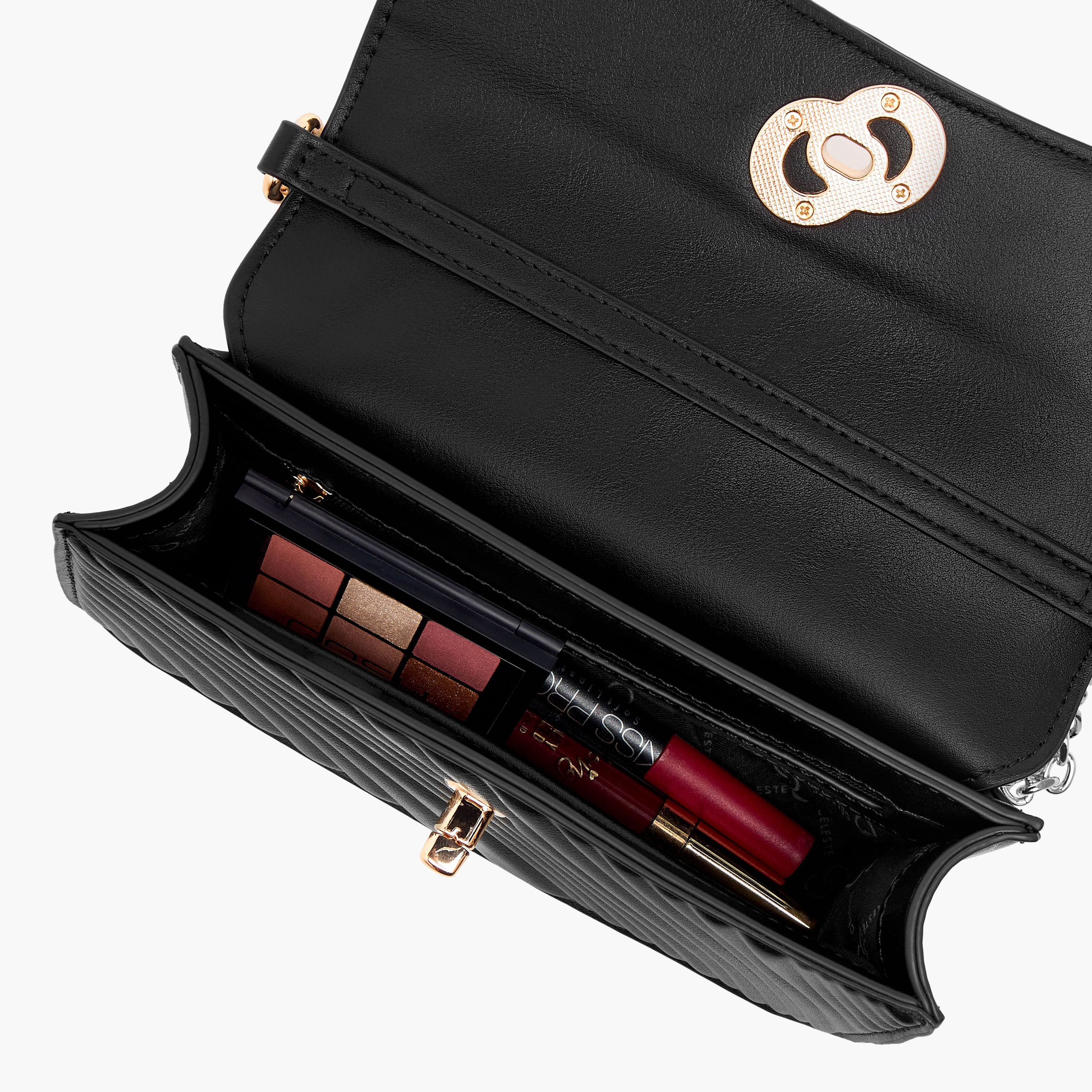 شنطة كروس بودي مبطنة بحزام قابل للفصل وقفل إغلاق تويست من سيليست-women-bagsandwallets-handbags-image-19