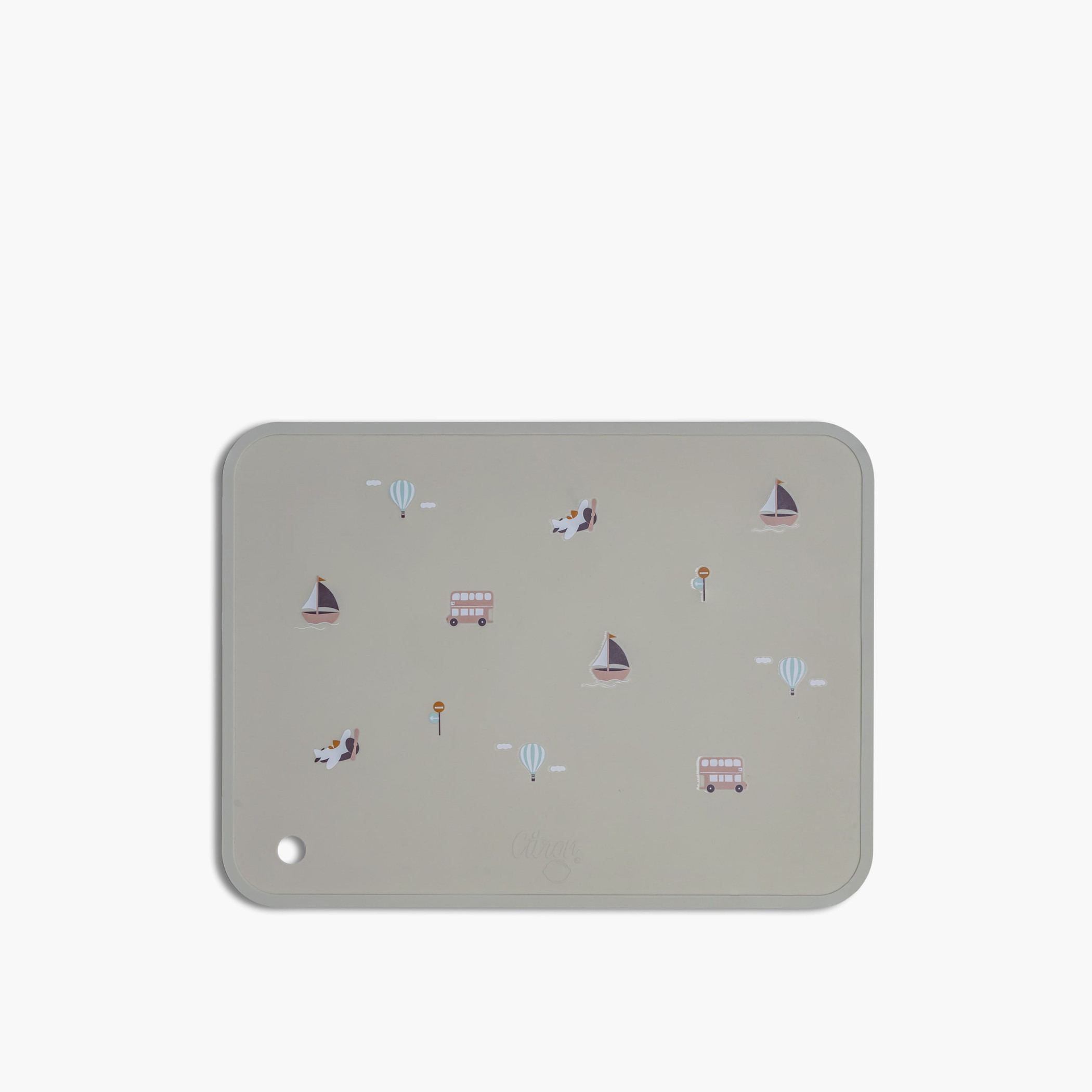Citron Vehicles Print Silicone Placemat with Ring Holder-baby-feeding-mealtimeessentials-image-1