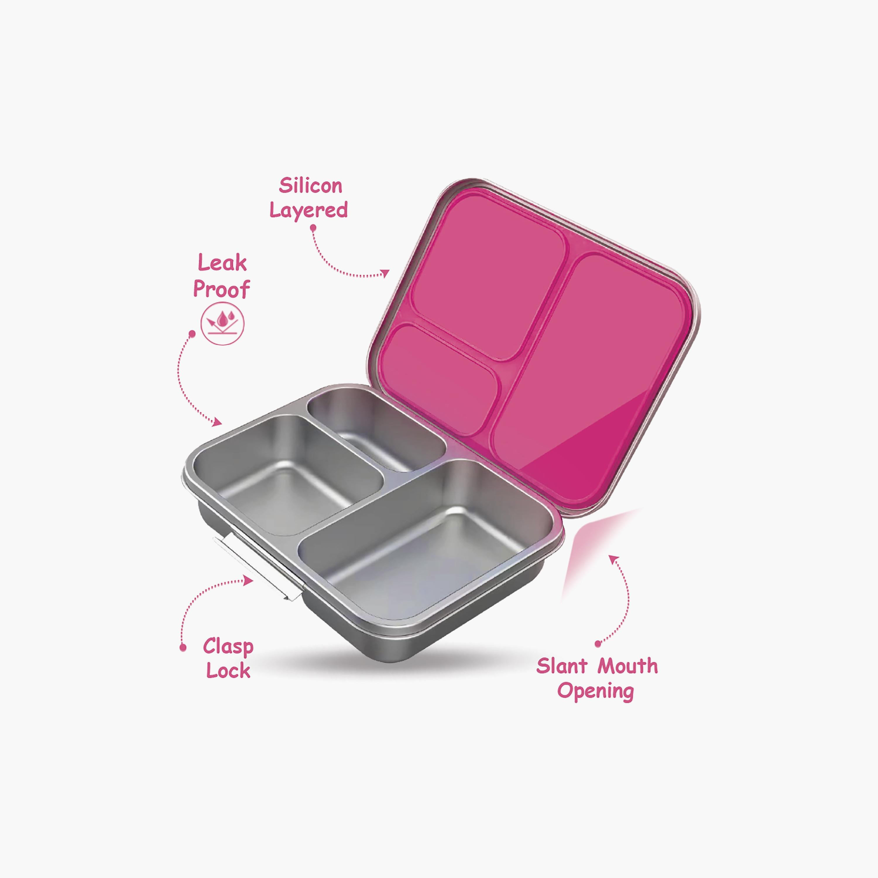 Eazy Kids 3 Compartment Bento Stainless Steel Lunch Box, 1750-school-lunchessentials-lunchboxes-image-5