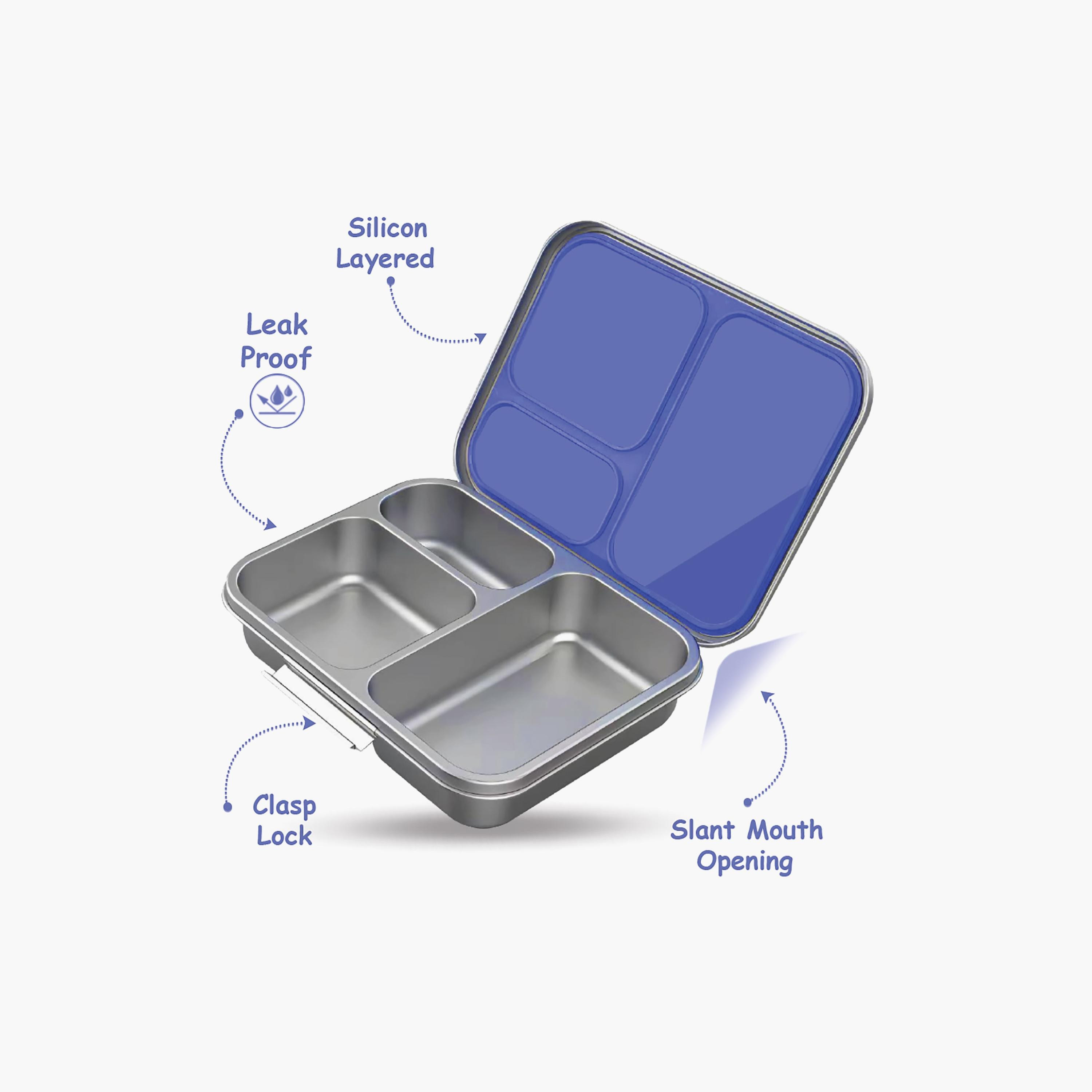 Eazy Kids 3 Compartment Bento Stainless Steel Lunch Box, 1750-school-lunchessentials-lunchboxes-image-5