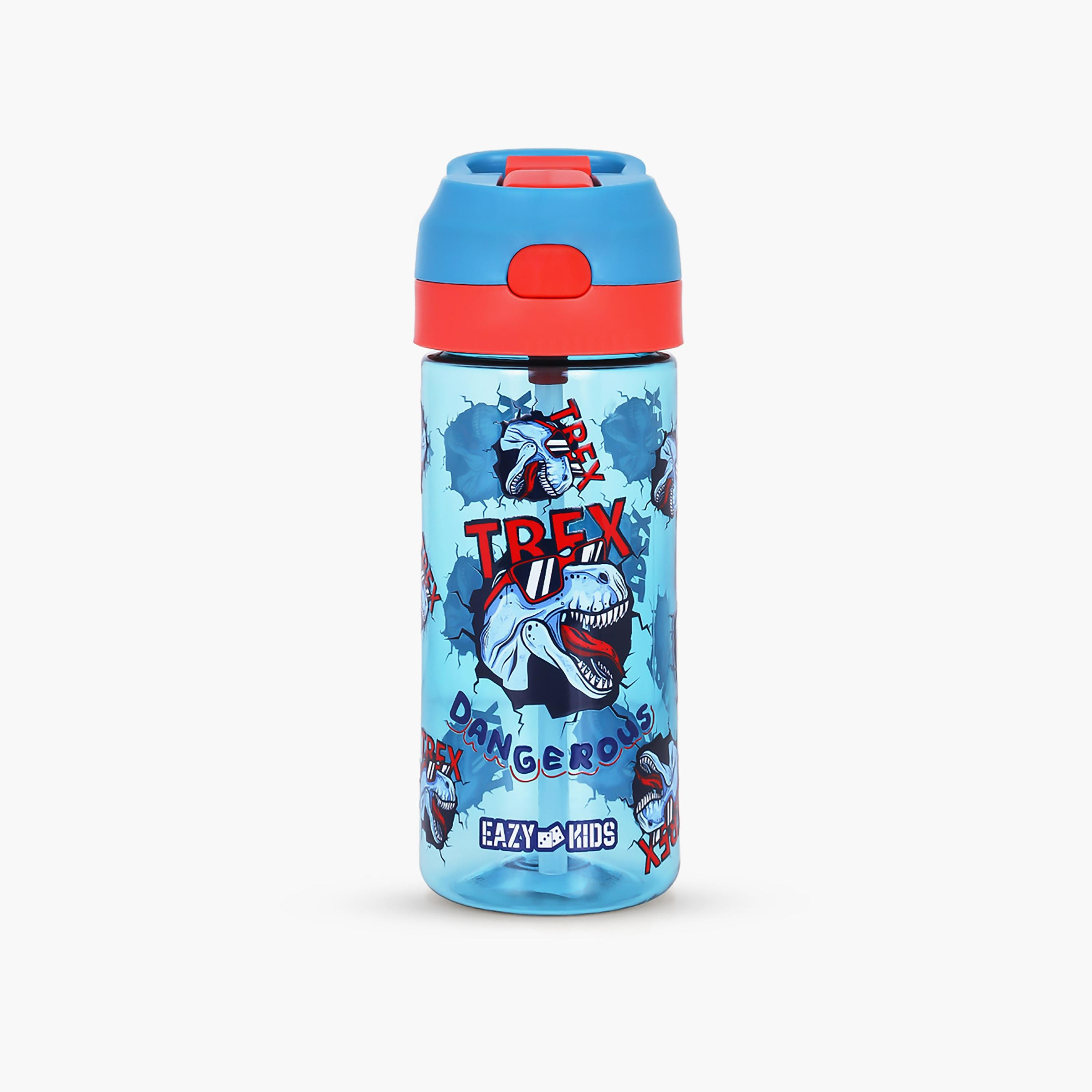 زجاجة مياه تريتان مع بخاخ من إيزي كيدز، دينو، أزرق، 420 مل-school-waterbottles-image-1