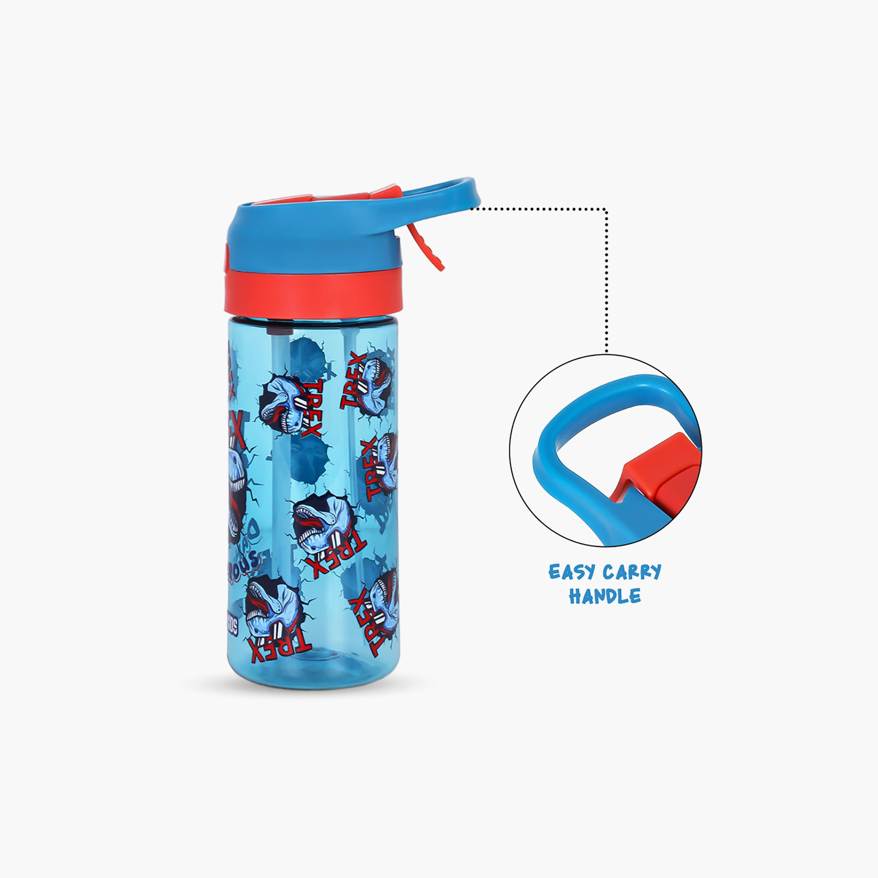 زجاجة مياه تريتان مع بخاخ من إيزي كيدز، دينو، أزرق، 420 مل-school-waterbottles-image-2
