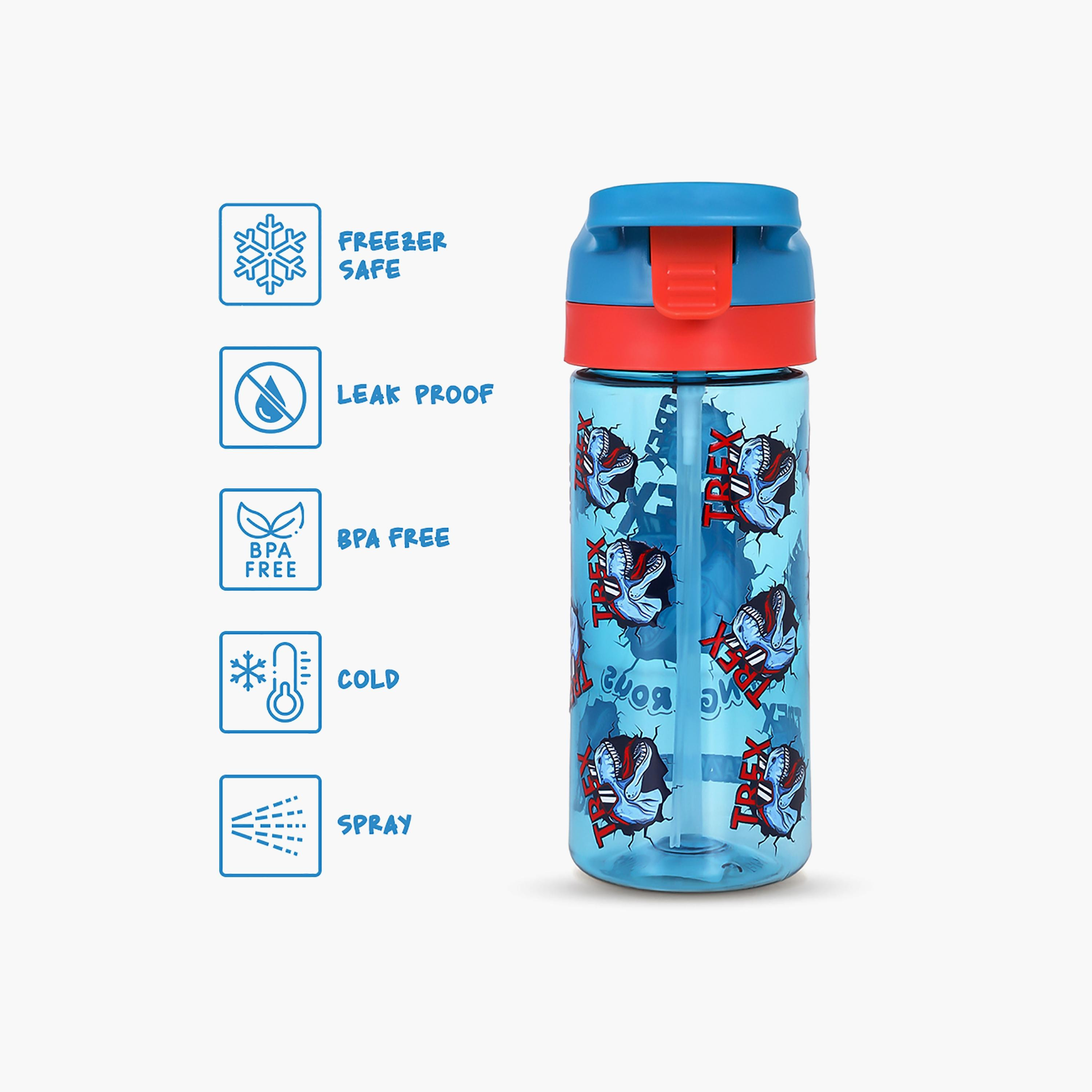 زجاجة مياه تريتان مع بخاخ من إيزي كيدز، دينو، أزرق، 420 مل-school-waterbottles-image-3